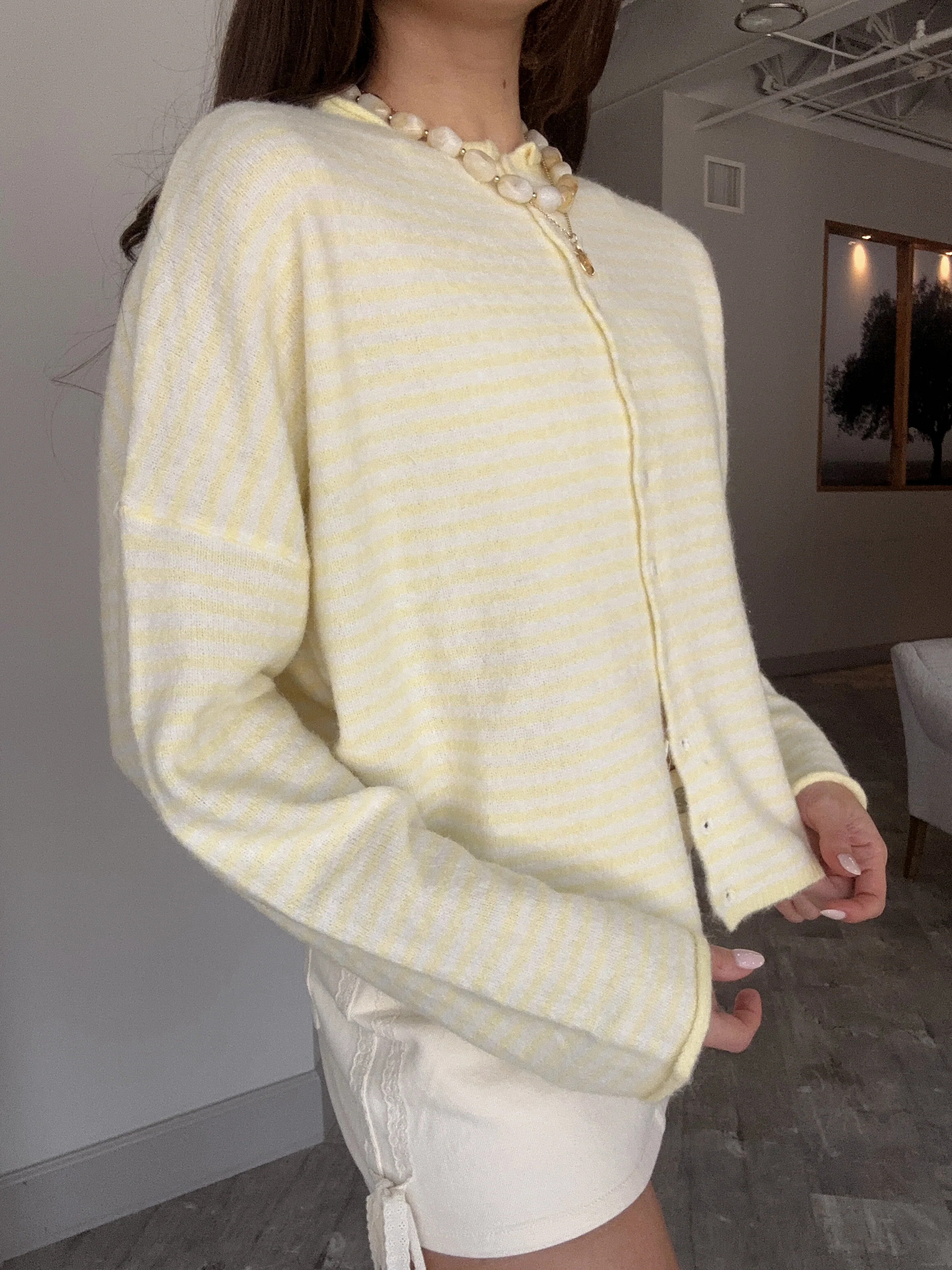 Rowyn Yellow & White Stripe Cardigan - Image 6