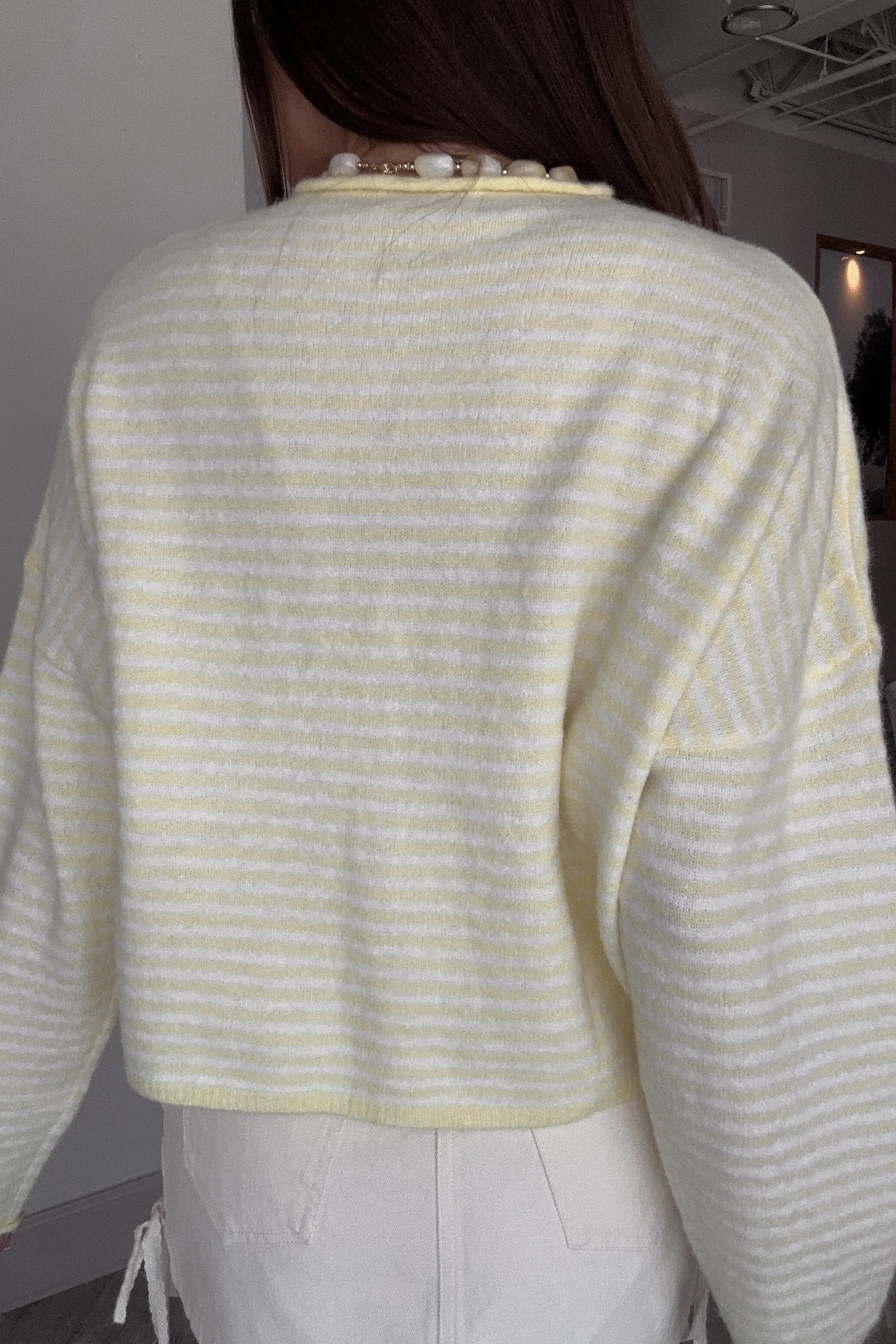 Rowyn Yellow & White Stripe Cardigan - Image 7