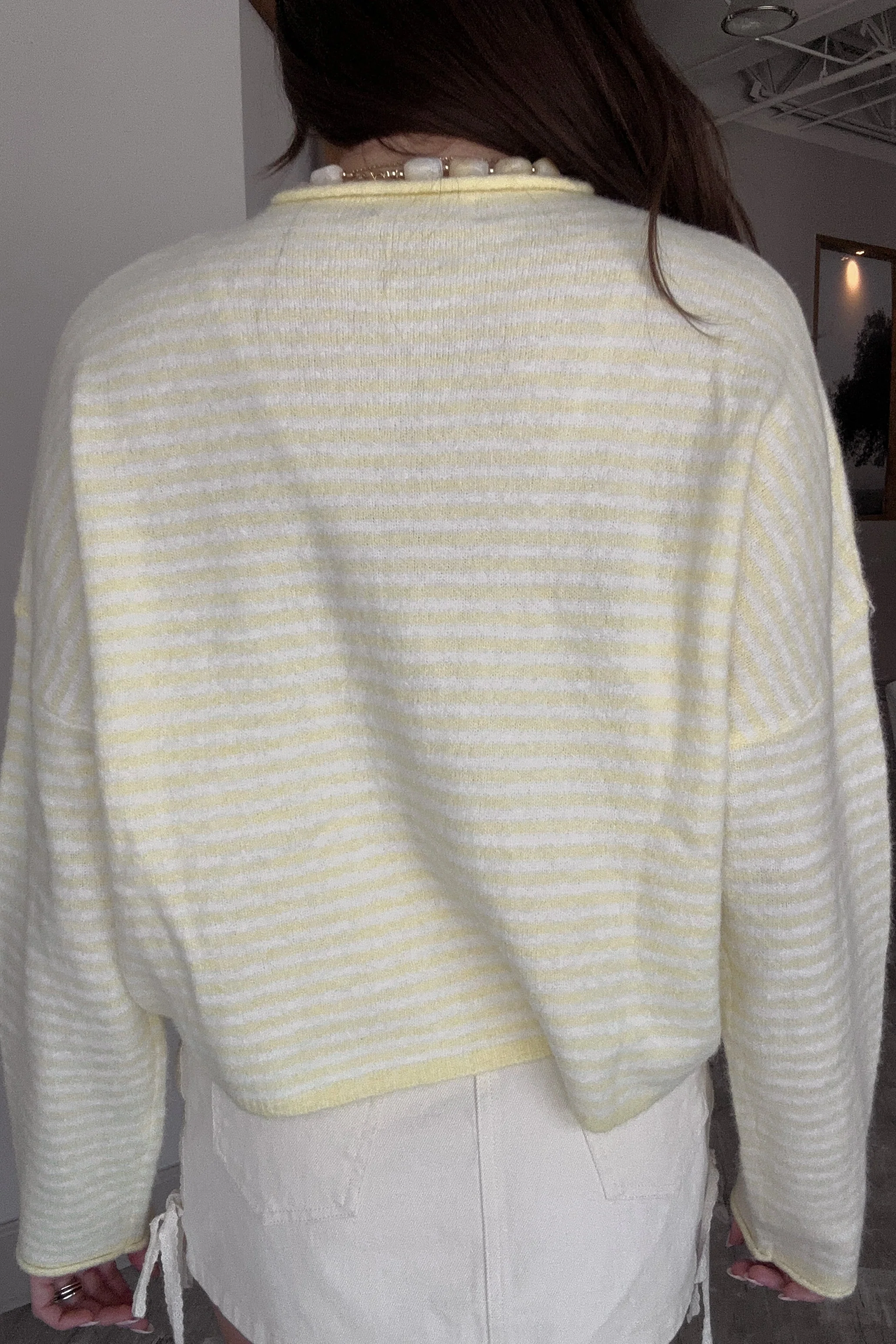 Rowyn Yellow & White Stripe Cardigan - Image 8