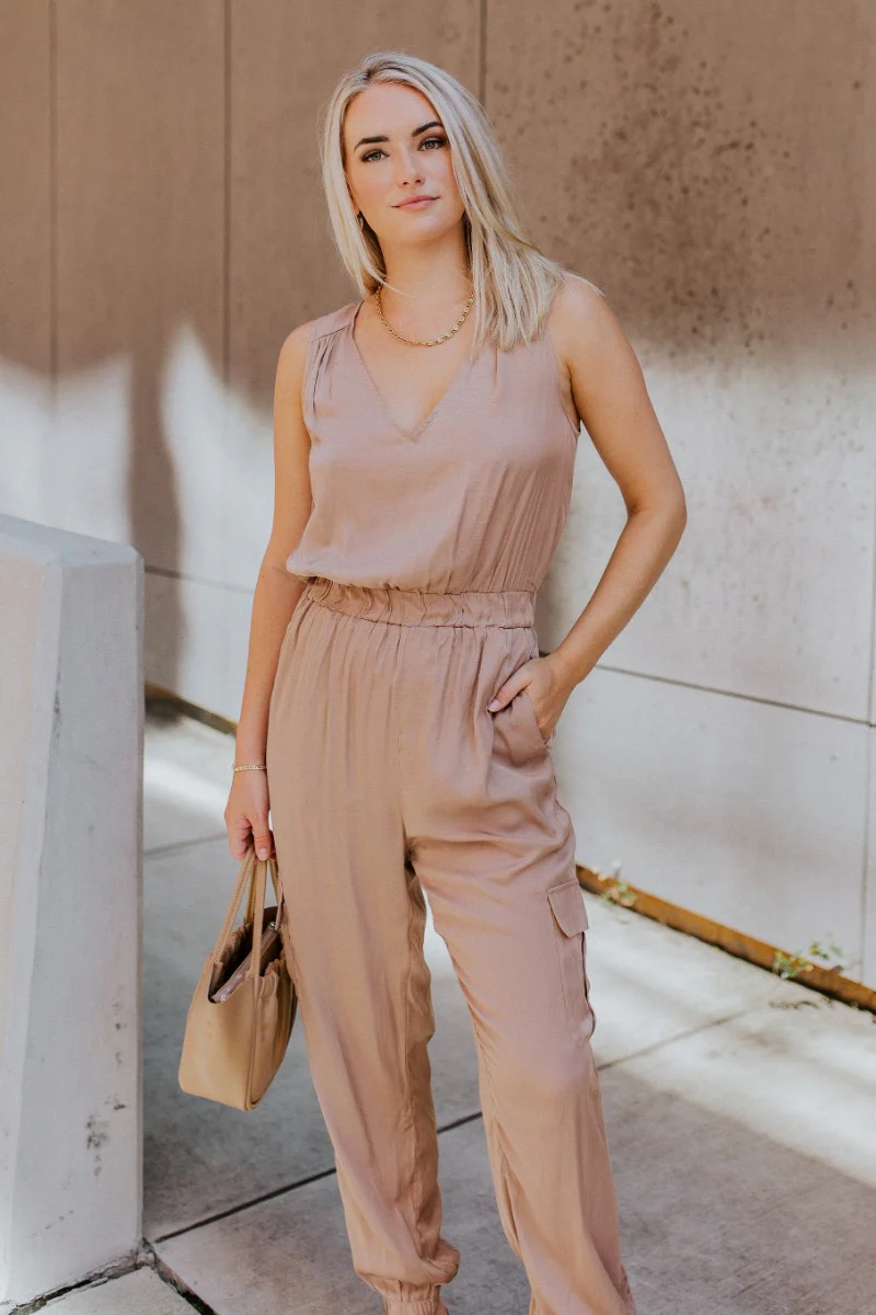 Roxanne Satin Cargo Jumpsuit - Image 2
