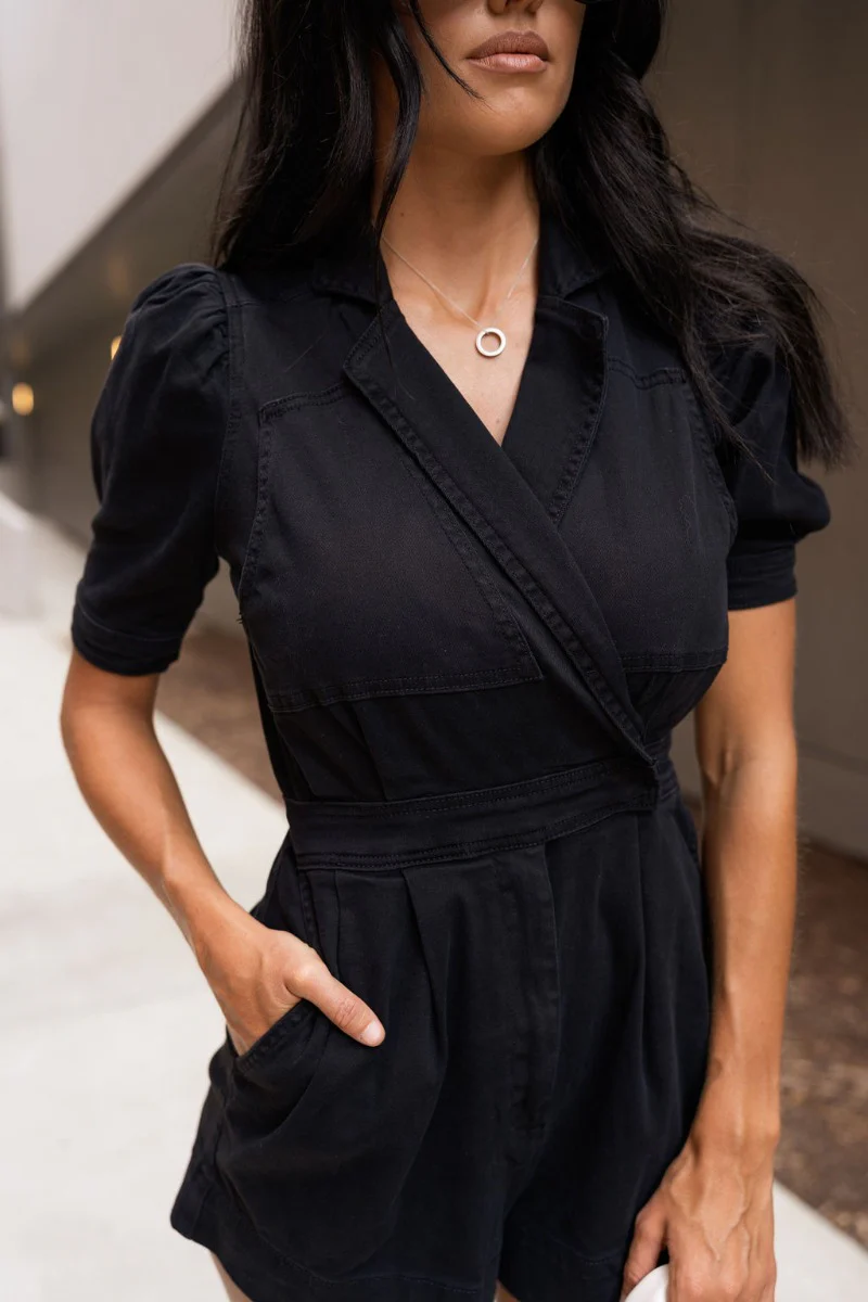 Running The Show Denim Romper - Image 4