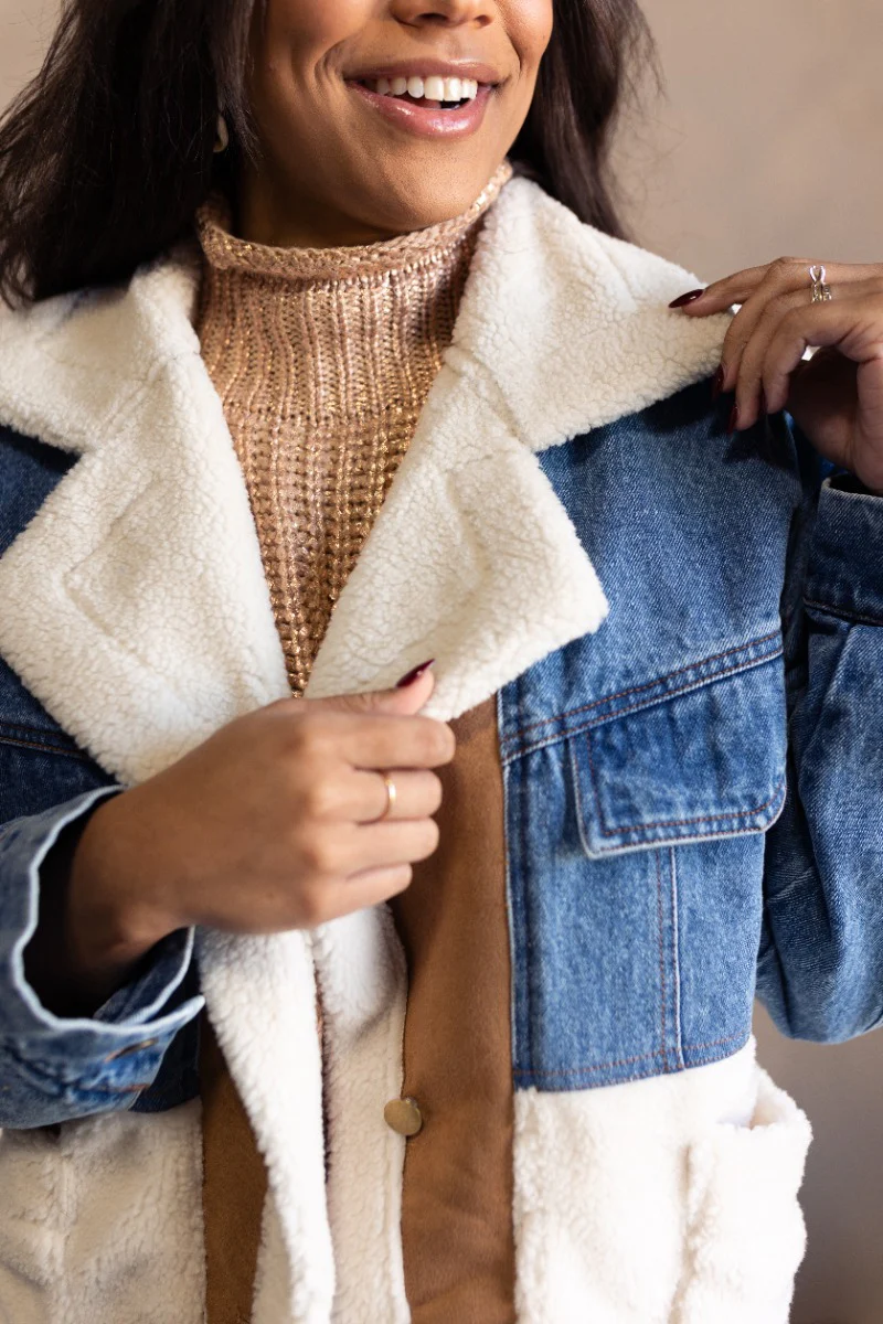Ruth Denim & Sherpa Long Sleeve Jacket - Image 3