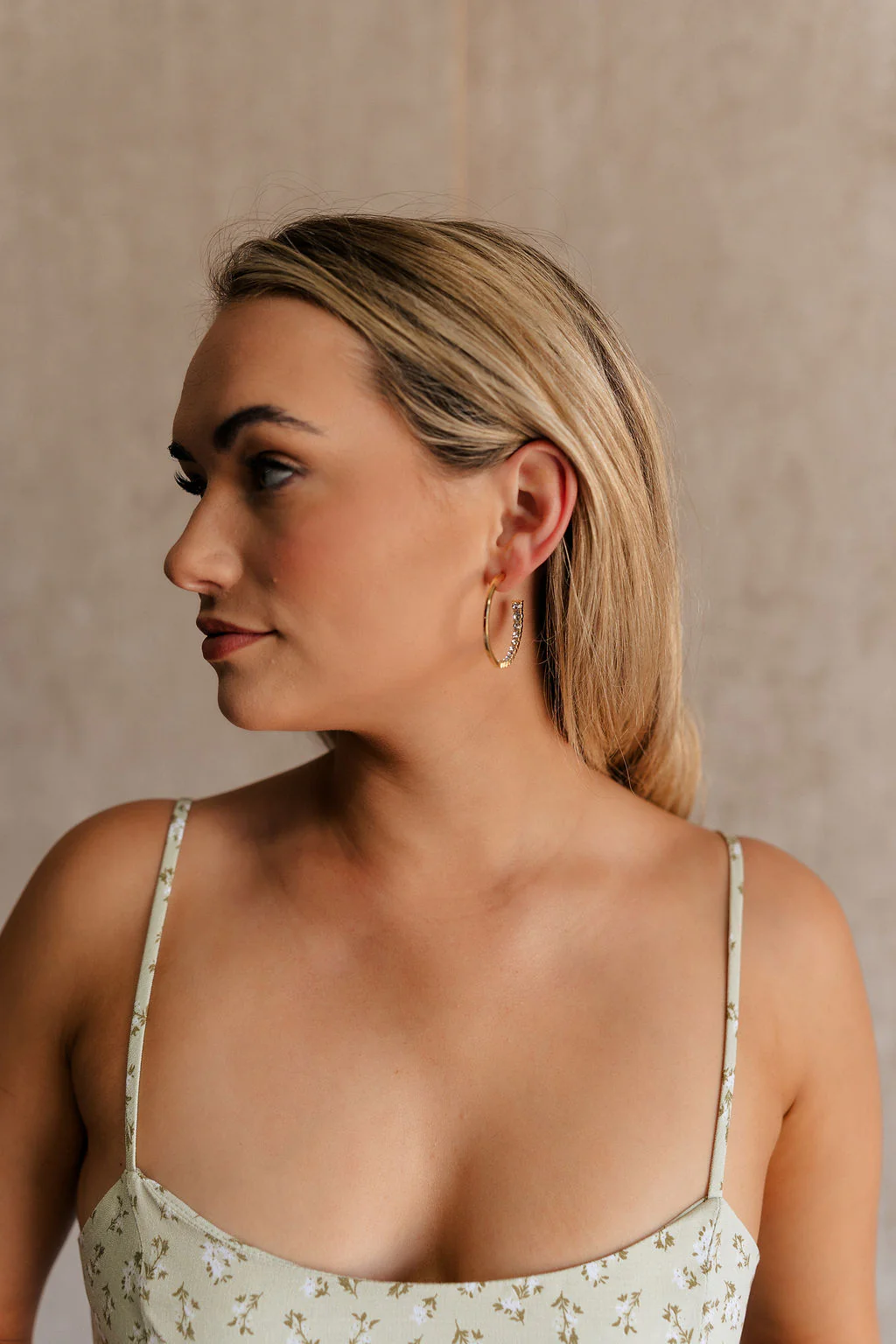 Rylee Gold & Rhinestone Open Hoop Earring - Image 2