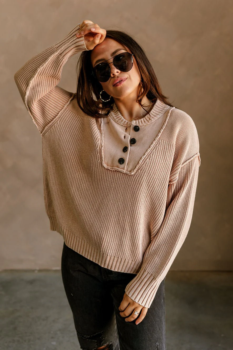 Eden Clay Quarter Button-Up Sweater