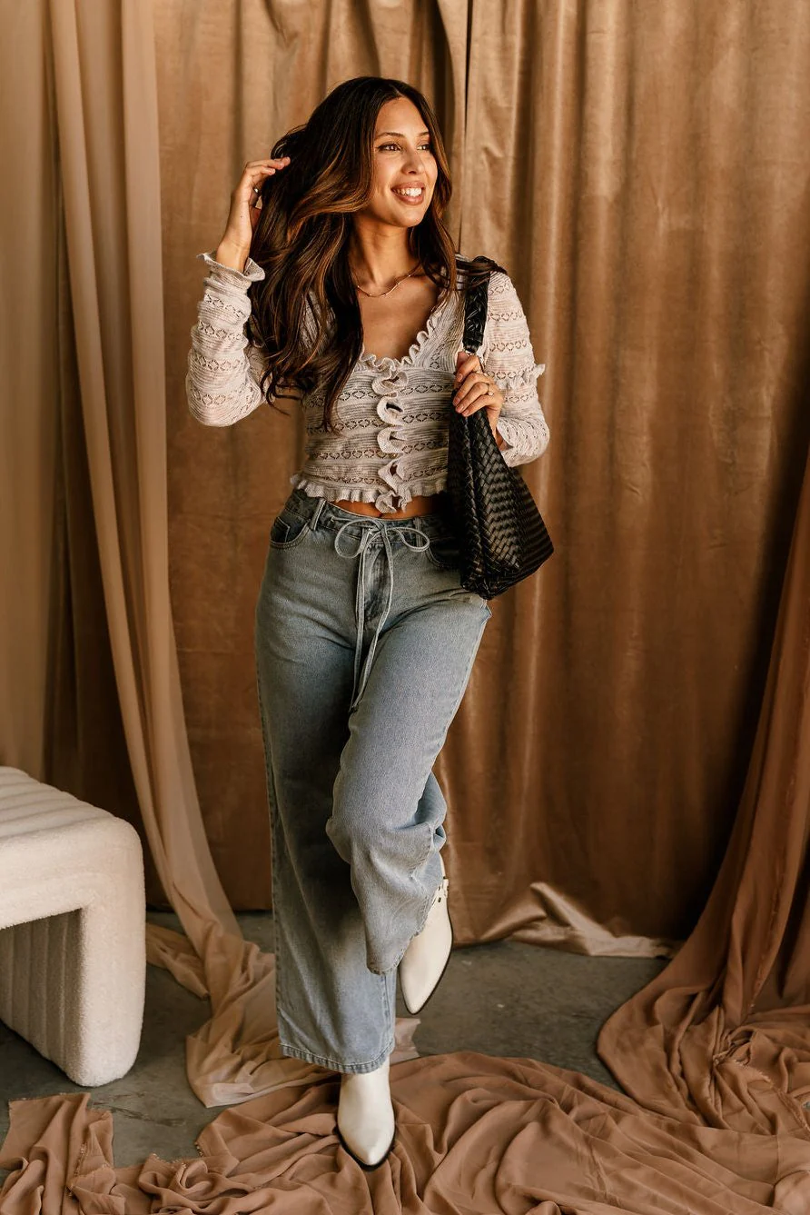 Stevie Ruffle Knit Long Sleeve Cardigan - Image 2