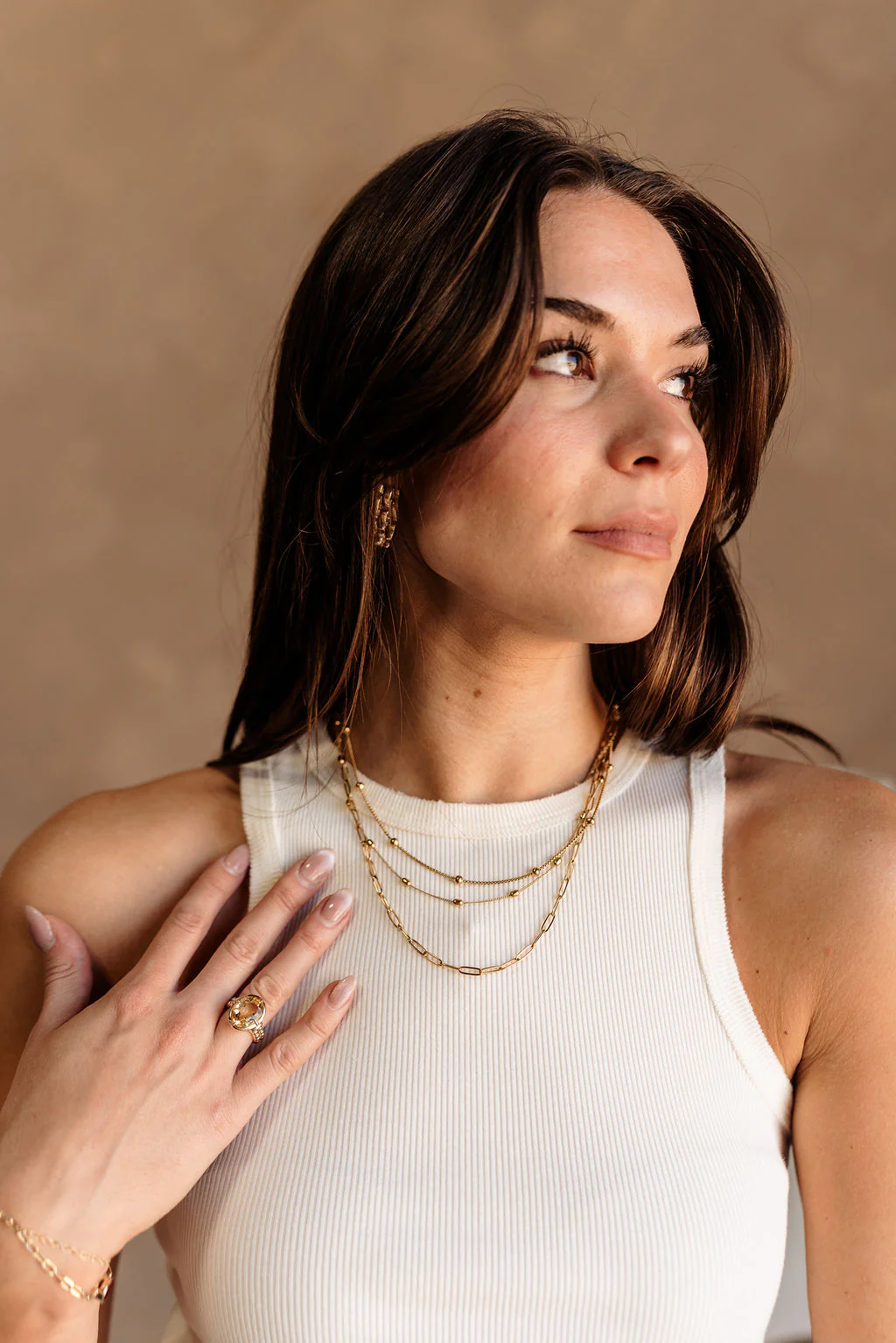 Sabrina Gold Triple Layered Chain Necklace
