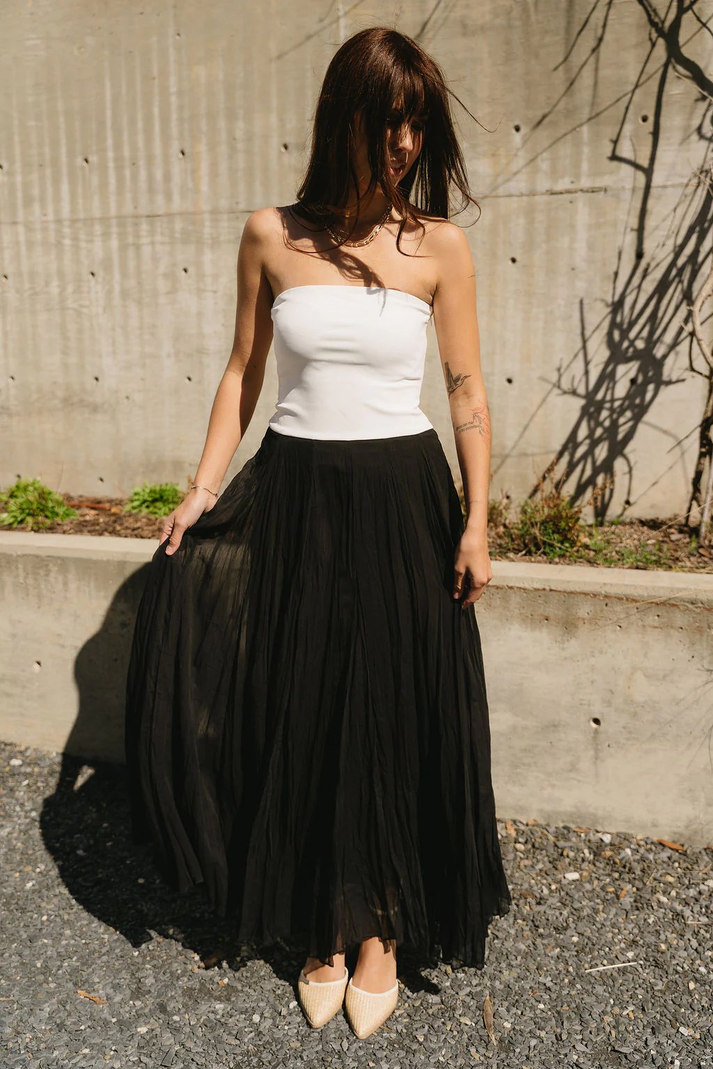 Sabrina White & Black Color Block Maxi Dress - Image 3