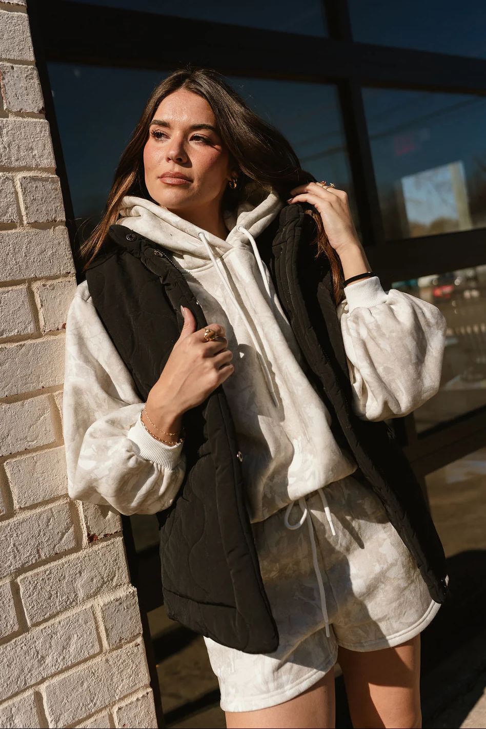 Sadie Black Tie Detail Puffer Vest