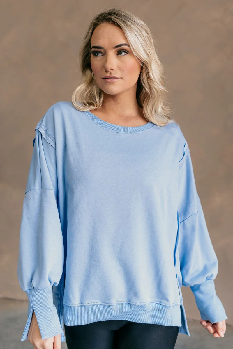 Sadie Light Blue Long Sleeve Sweatshirt