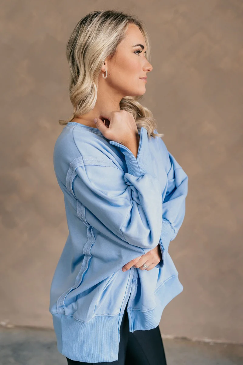 Sadie Light Blue Long Sleeve Sweatshirt - Image 6