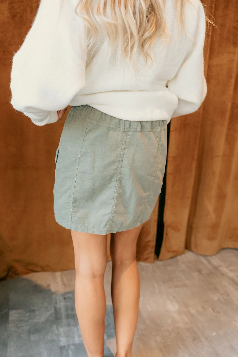 Sage Corduroy Cargo Skirt - Image 3