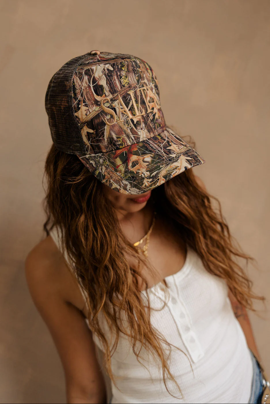 Salty Gold & Camo Adjustable Trucker Hat - Image 4