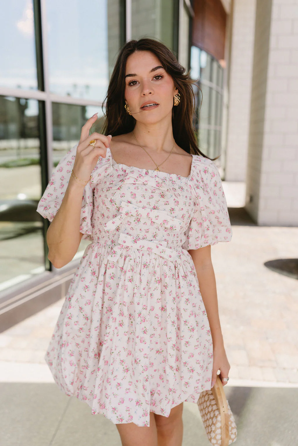Samantha Floral Puff Sleeve Mini Dress - Image 3