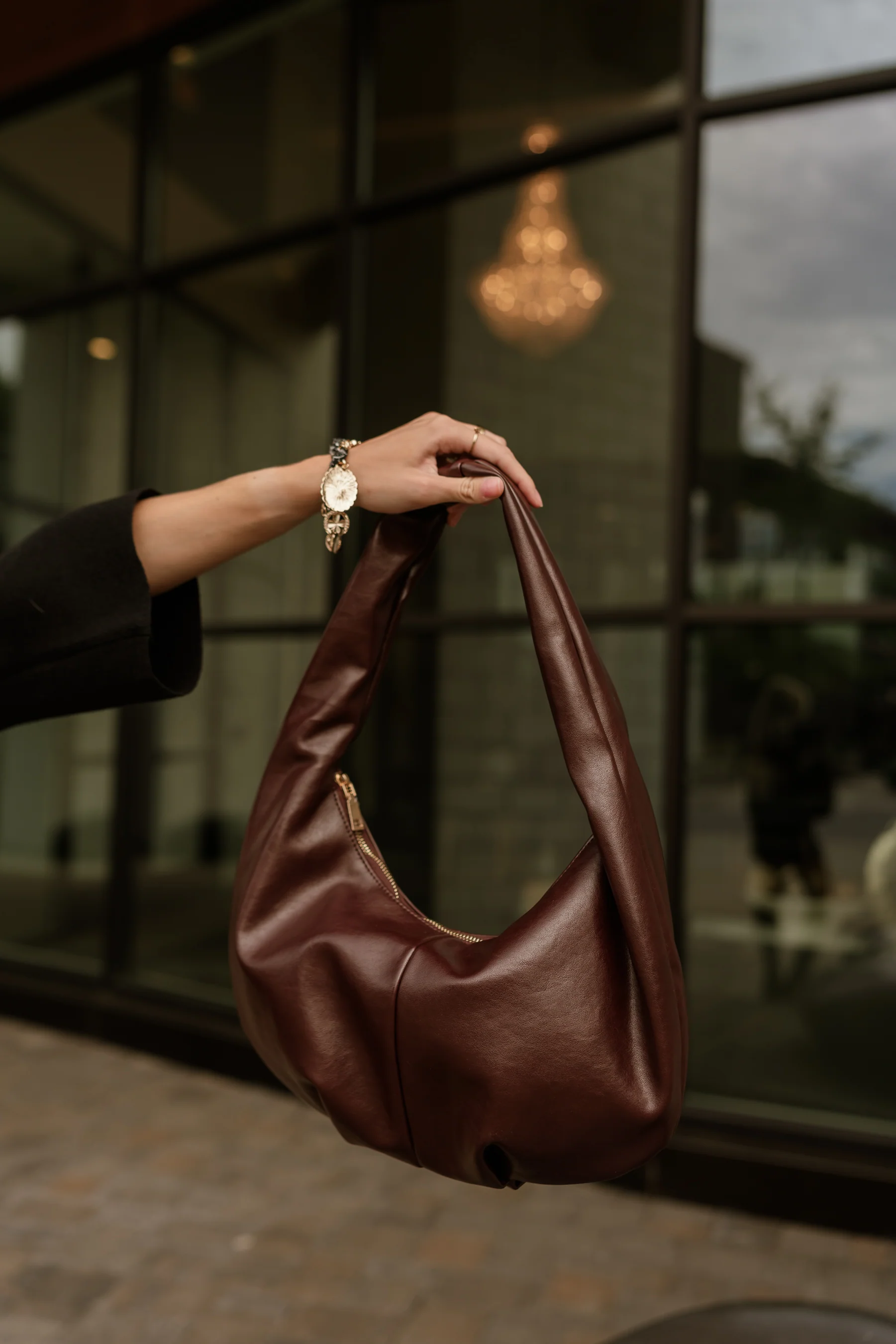Sara Burgundy Faux Leather Shoulder Purse - Image 2
