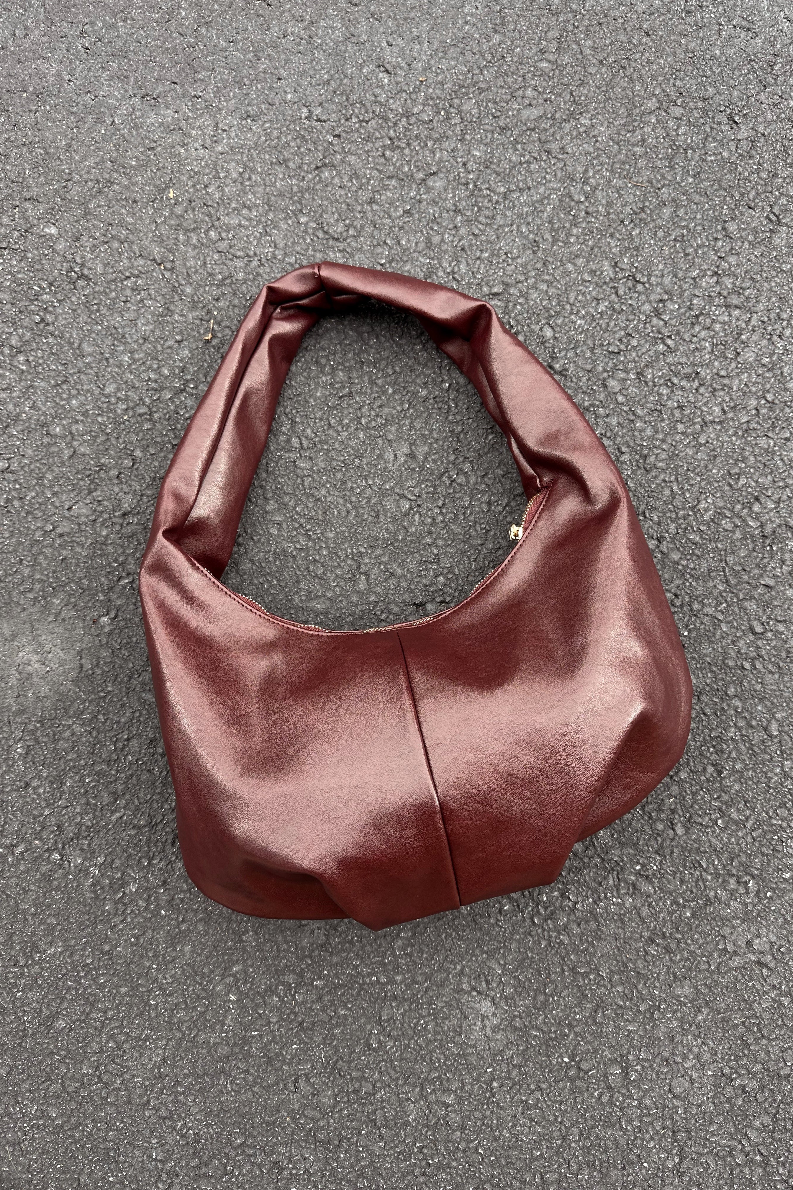 Sara Burgundy Faux Leather Shoulder Purse - Image 3