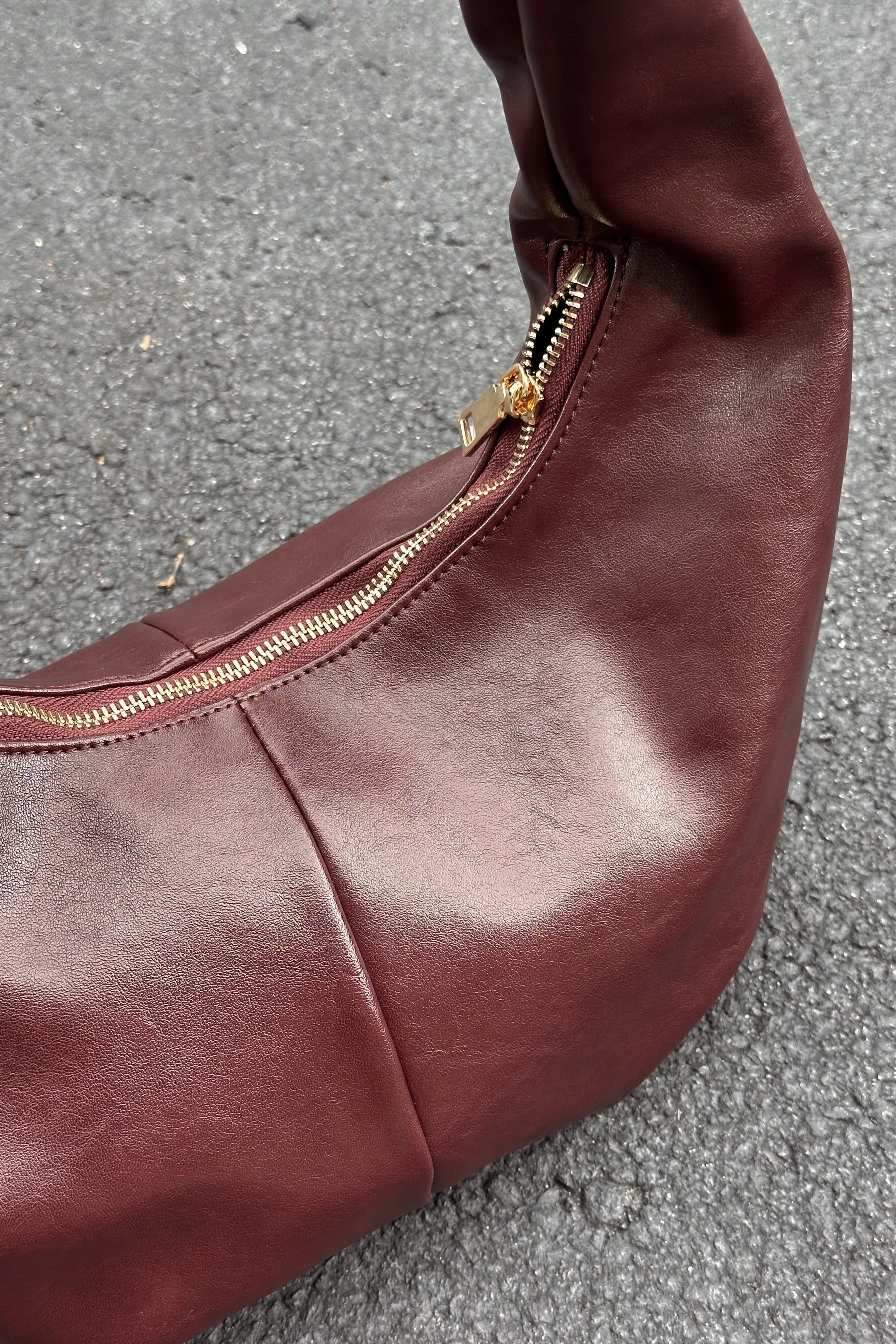 Sara Burgundy Faux Leather Shoulder Purse - Image 4