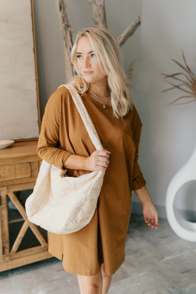 Sara Mustard Long Sleeve T-Shirt Dress - Image 7