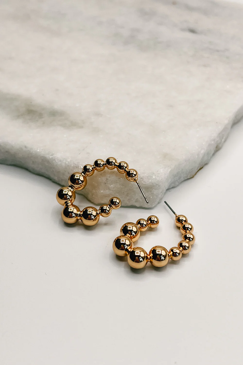 Sasha Gold Bead Scooped Hoops