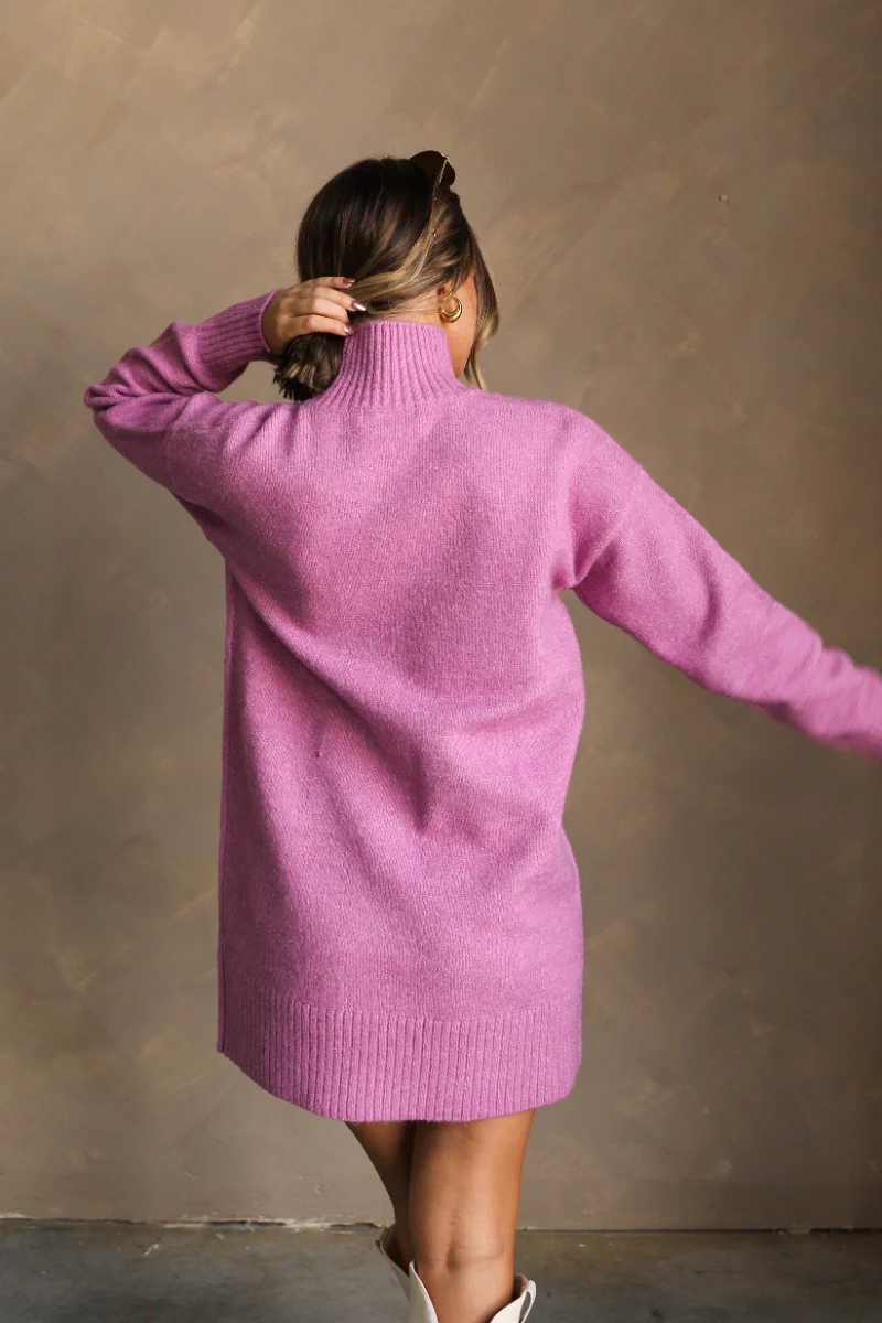 Sasha Plum Mock Neck Sweater Dress - Image 8