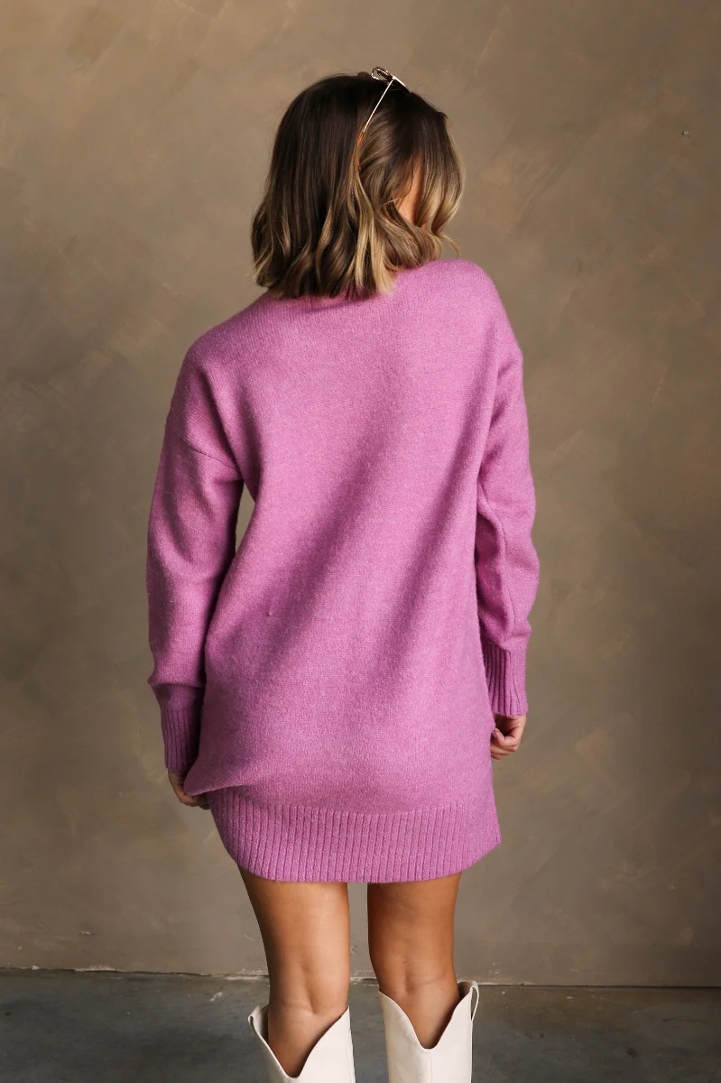 Sasha Plum Mock Neck Sweater Dress - Image 9