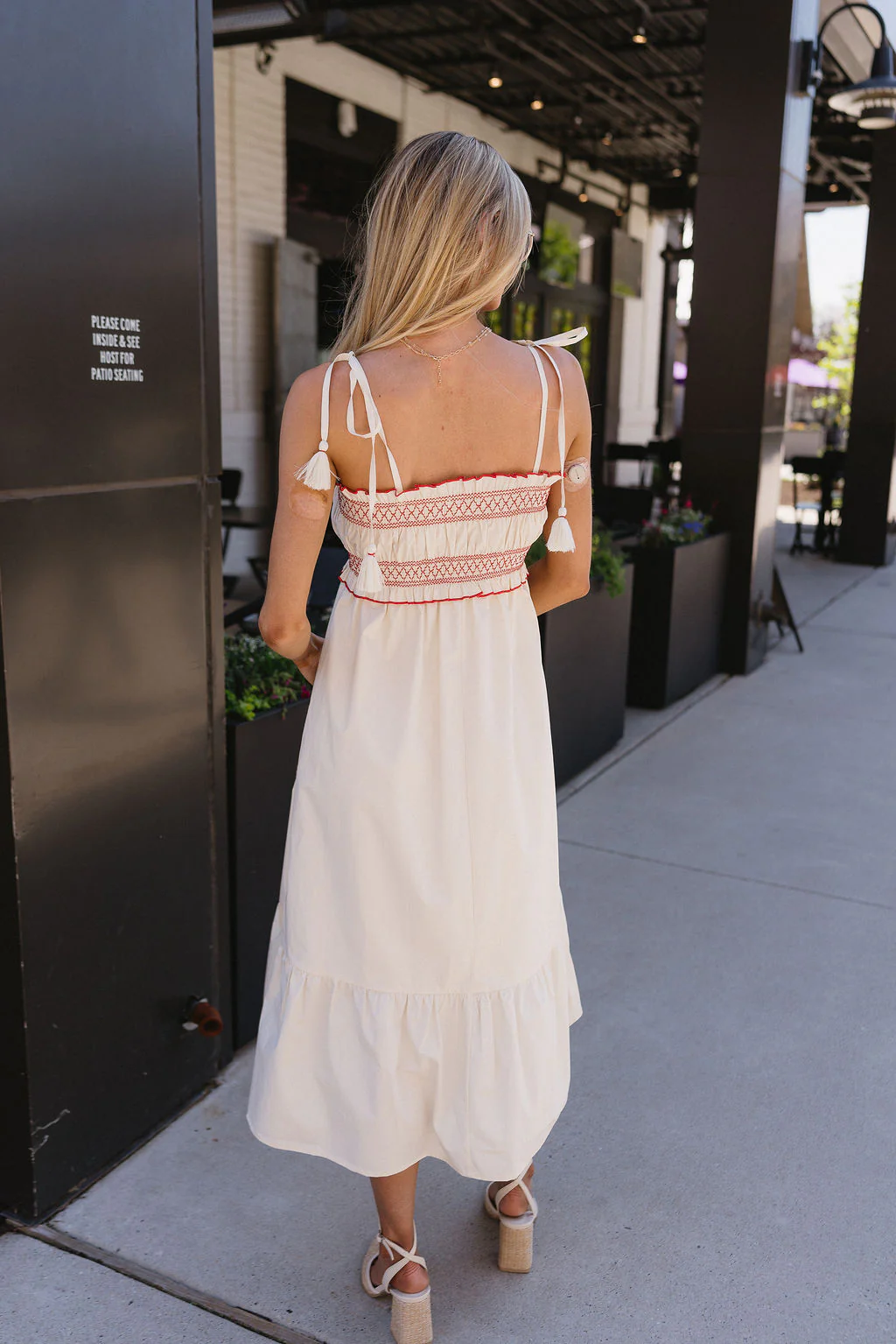 Savannah Cream & Red Midi Dress - Image 9