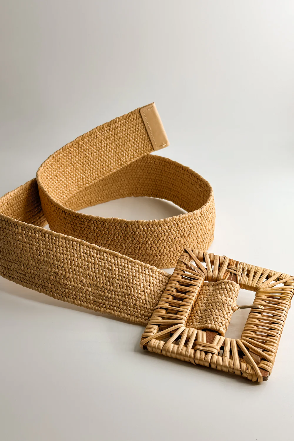 Savannah Tan Rattan Square Adjustable Belt