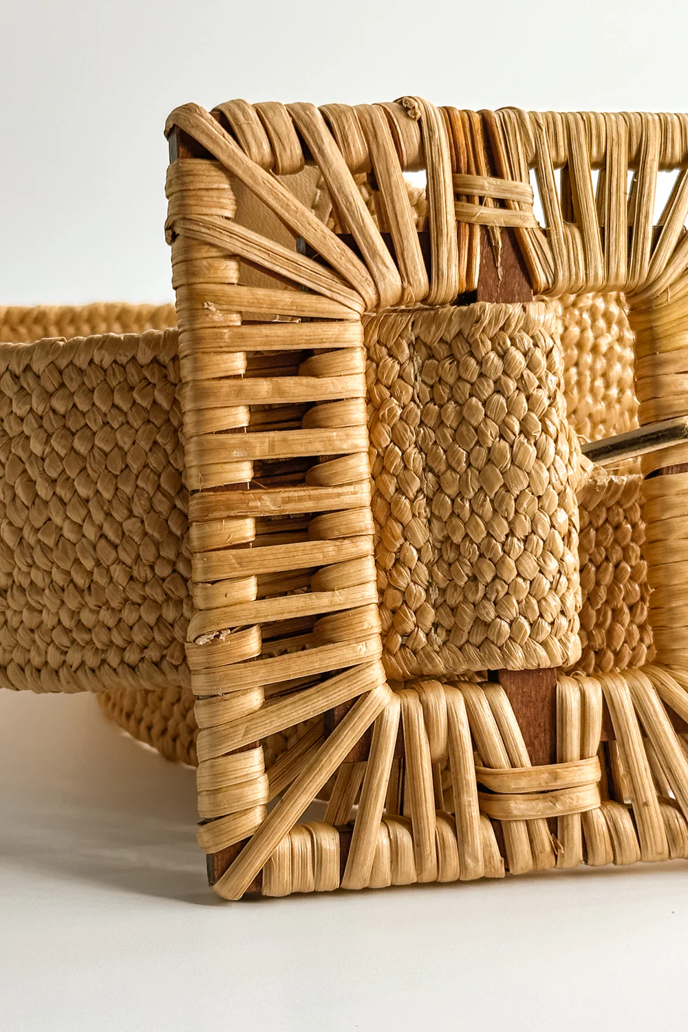 Savannah Tan Rattan Square Adjustable Belt - Image 3