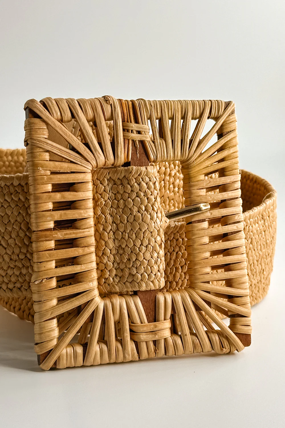 Savannah Tan Rattan Square Adjustable Belt - Image 4