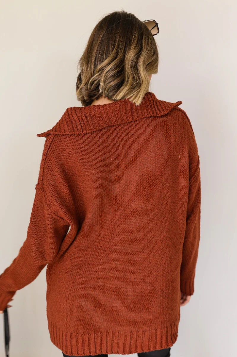 Sawyer Brick Knit Quarter Zip Up Long Sleeve Sweater - Image 10