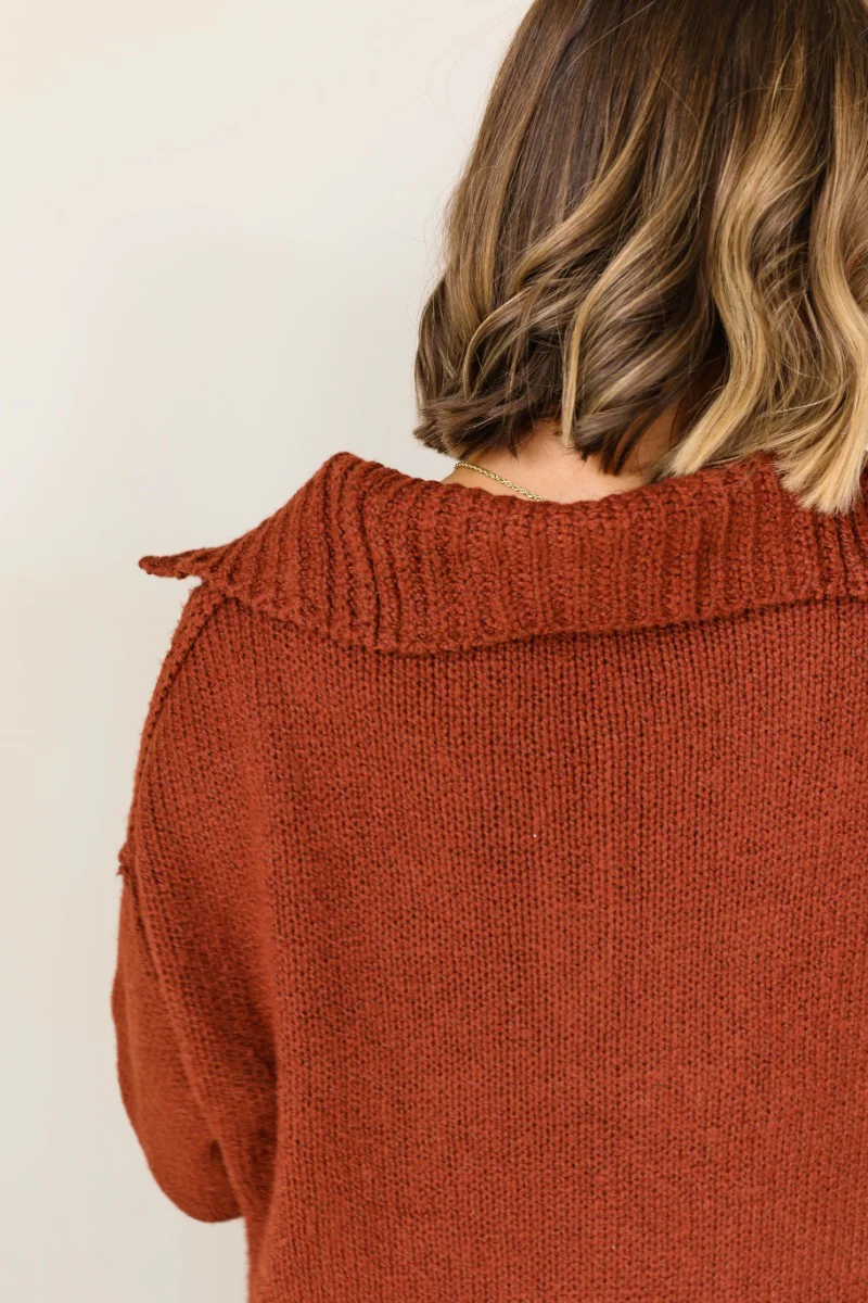 Sawyer Brick Knit Quarter Zip Up Long Sleeve Sweater - Image 9