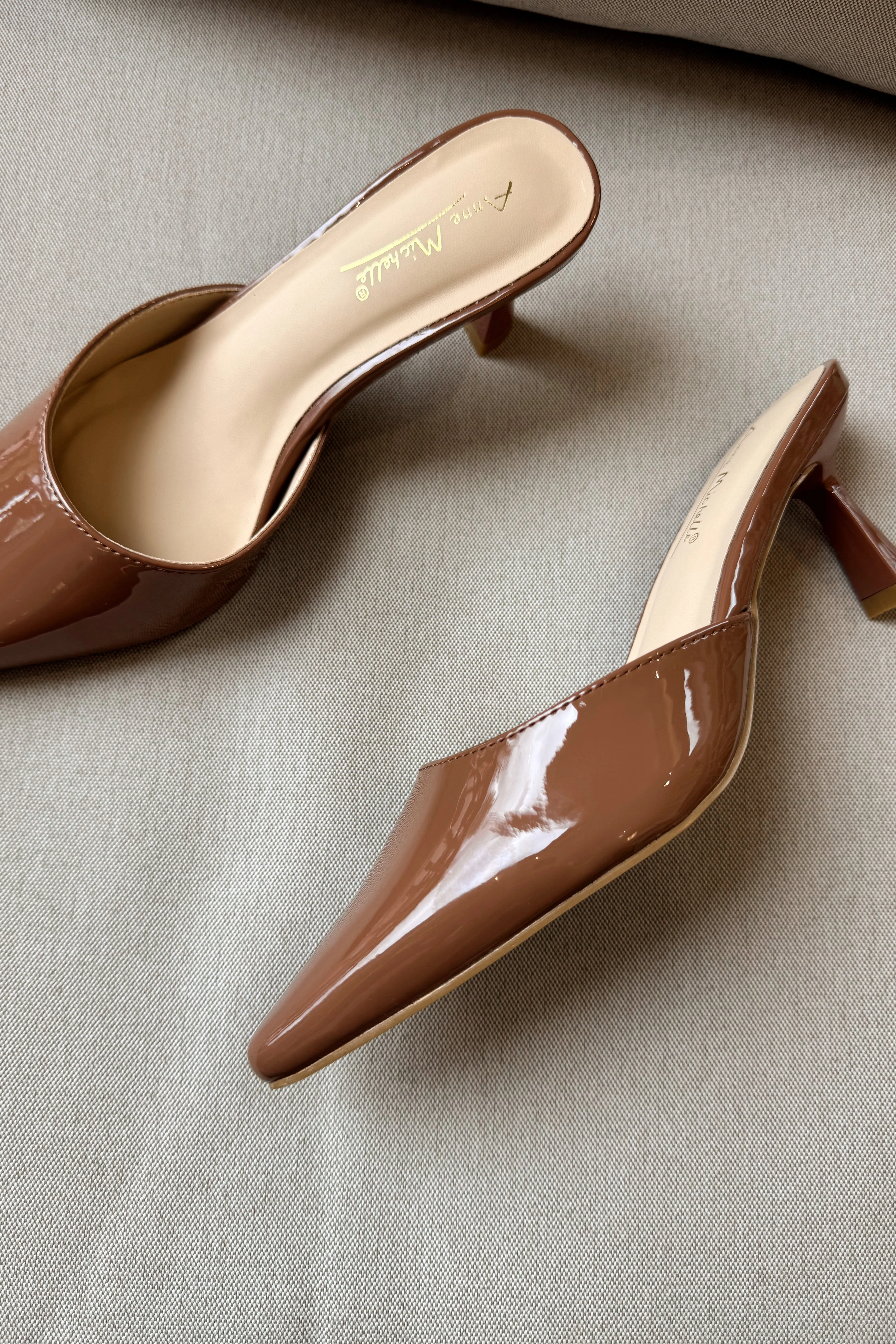 Scarlet Brown Patent Leather Pointed Toe Heel - Image 5
