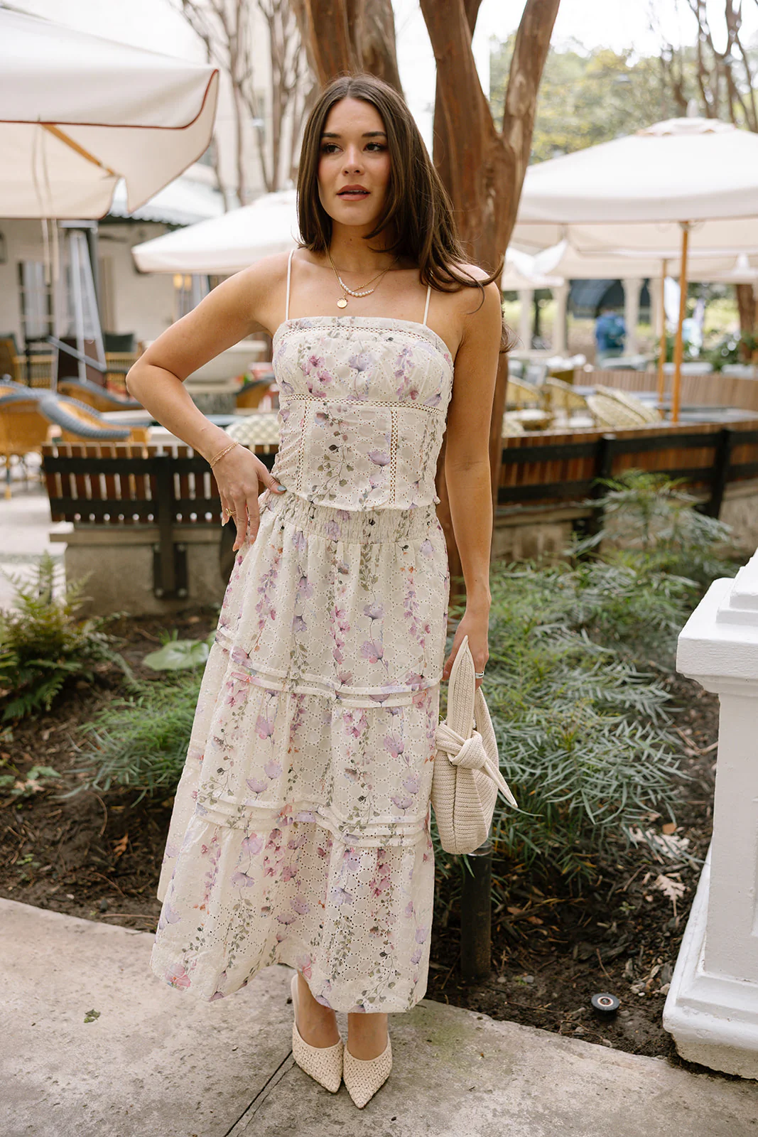 Scarlet Pale Yellow Floral Eyelet Midi Skirt - Image 6