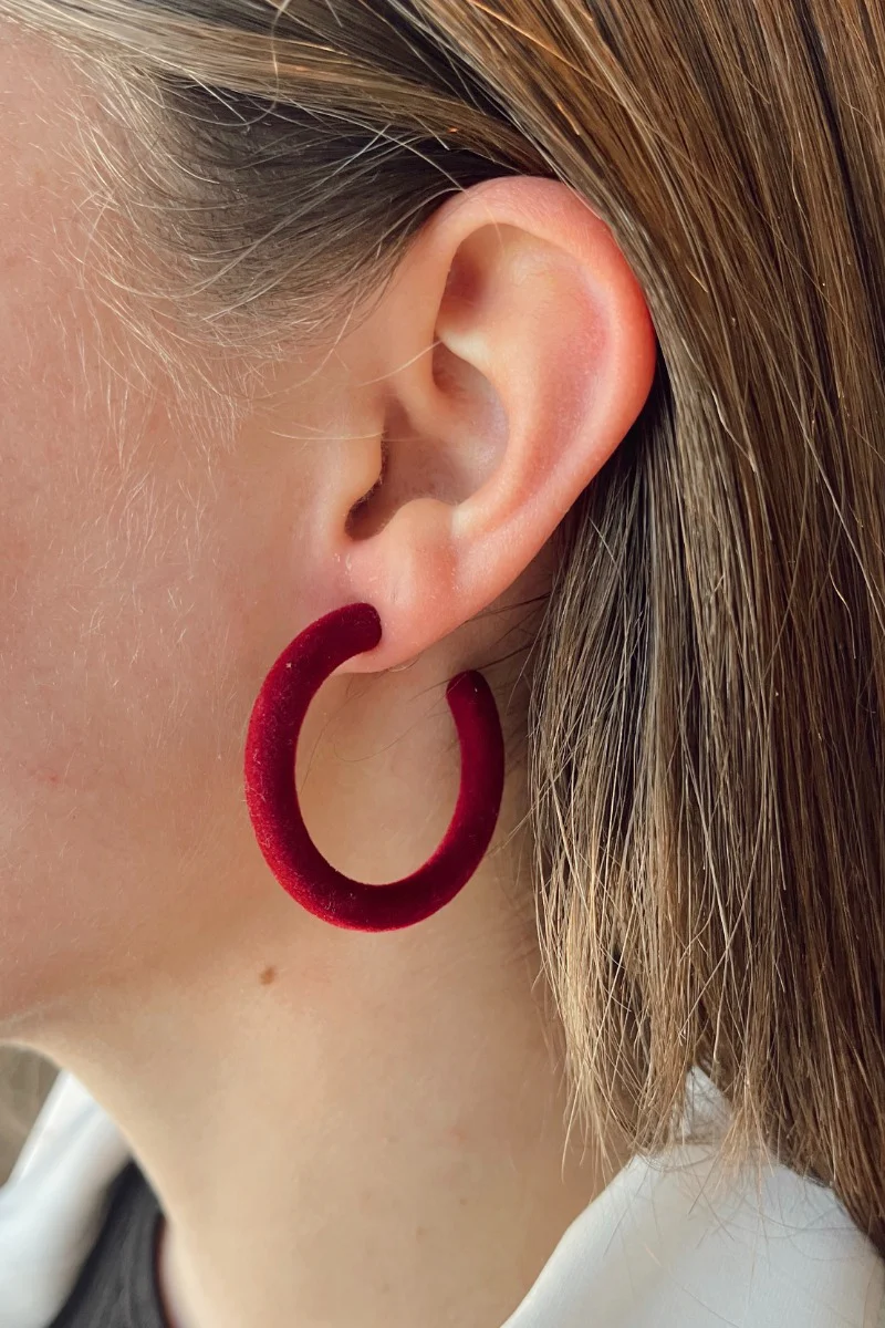 Scarlet Velvet Hoops