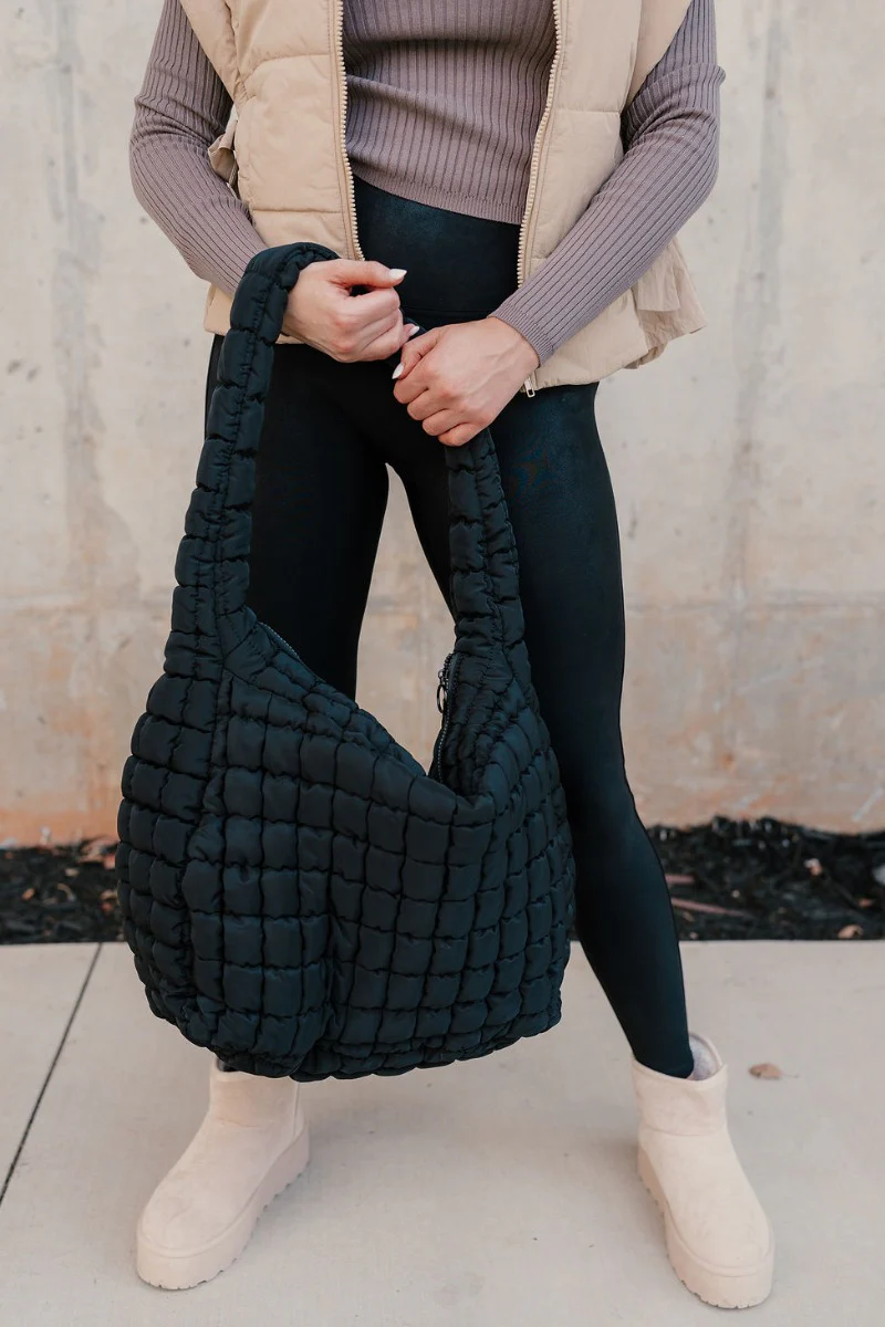 Sedona Black Puffer Oversized Tote