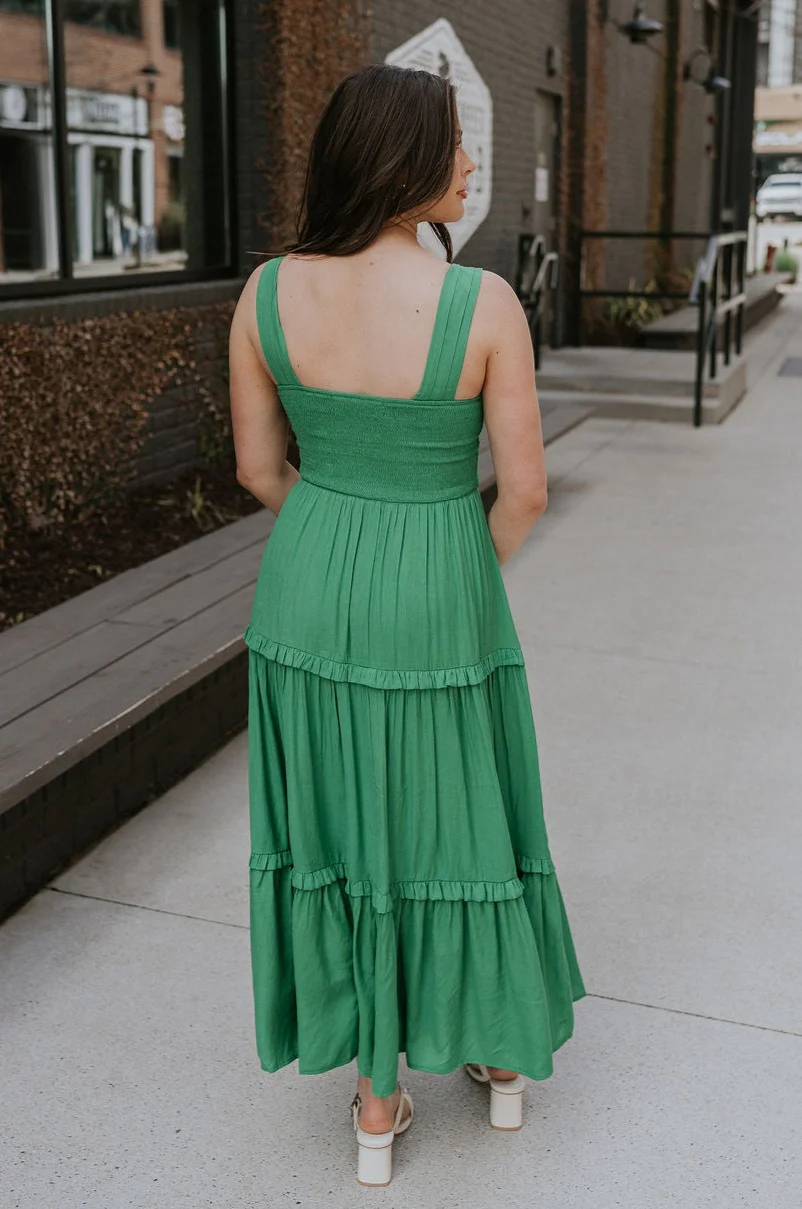 Selah Green Smocked Midi Dress - Image 10