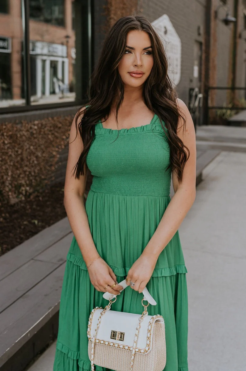 Selah Green Smocked Midi Dress - Image 3