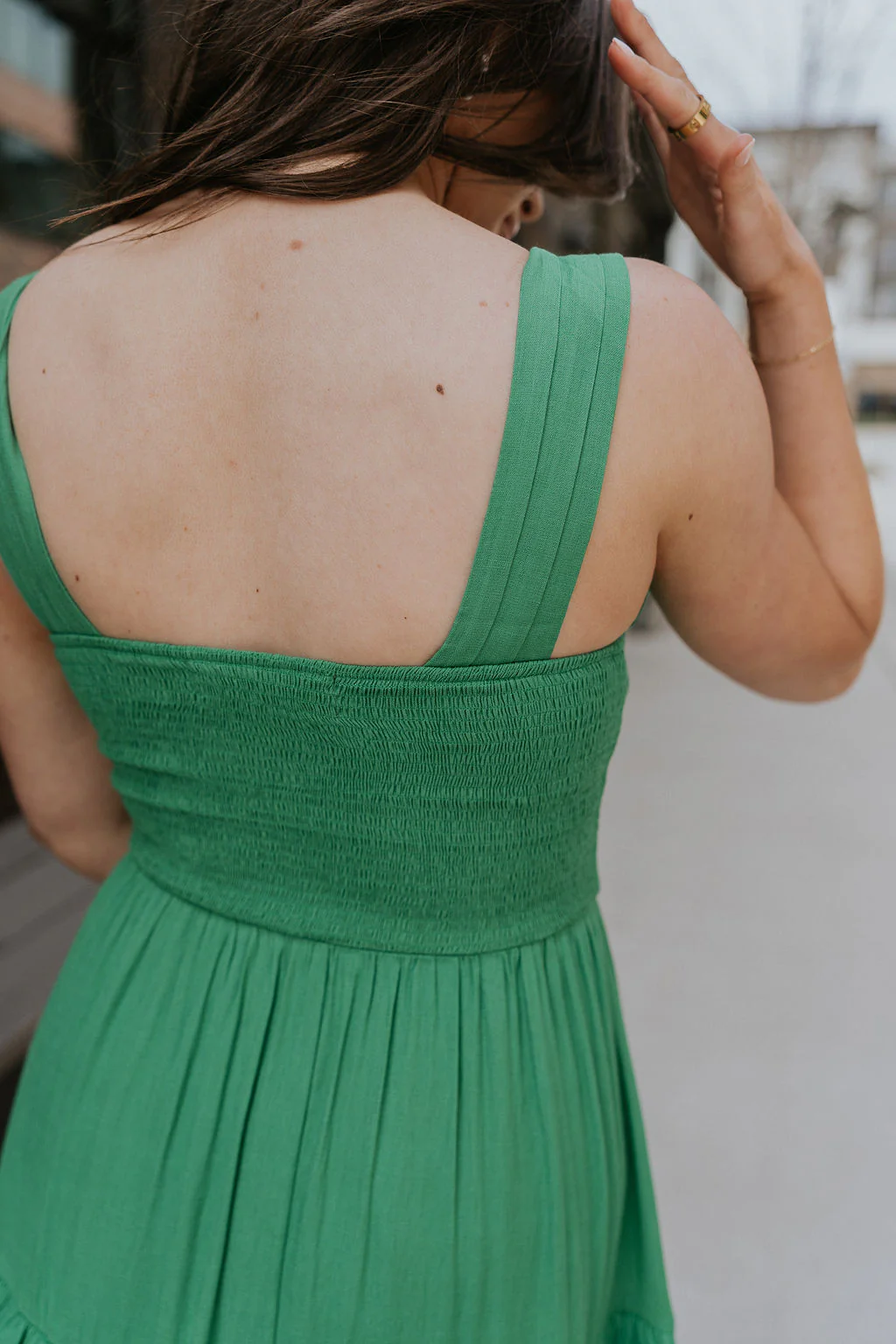 Selah Green Smocked Midi Dress - Image 5