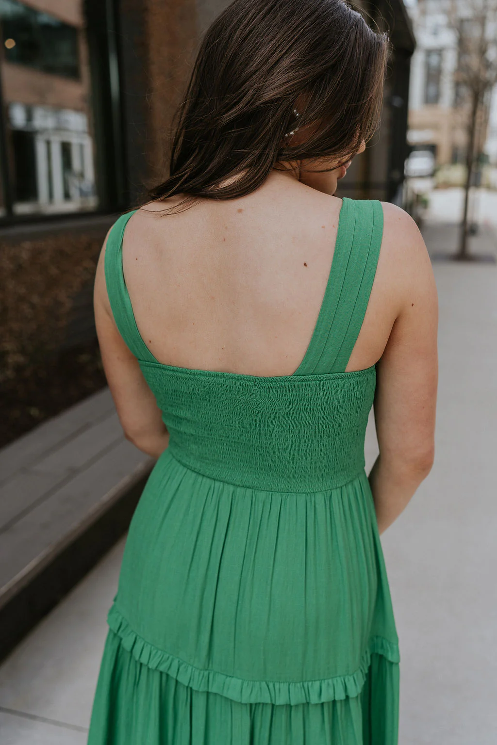 Selah Green Smocked Midi Dress - Image 9