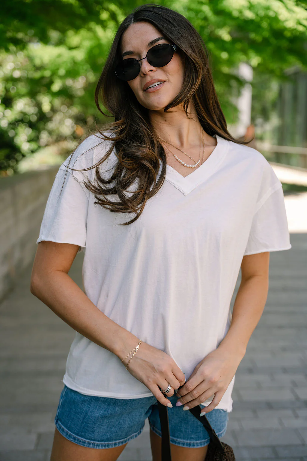 Selah White V-Neckline Short Sleeve Top - Image 2