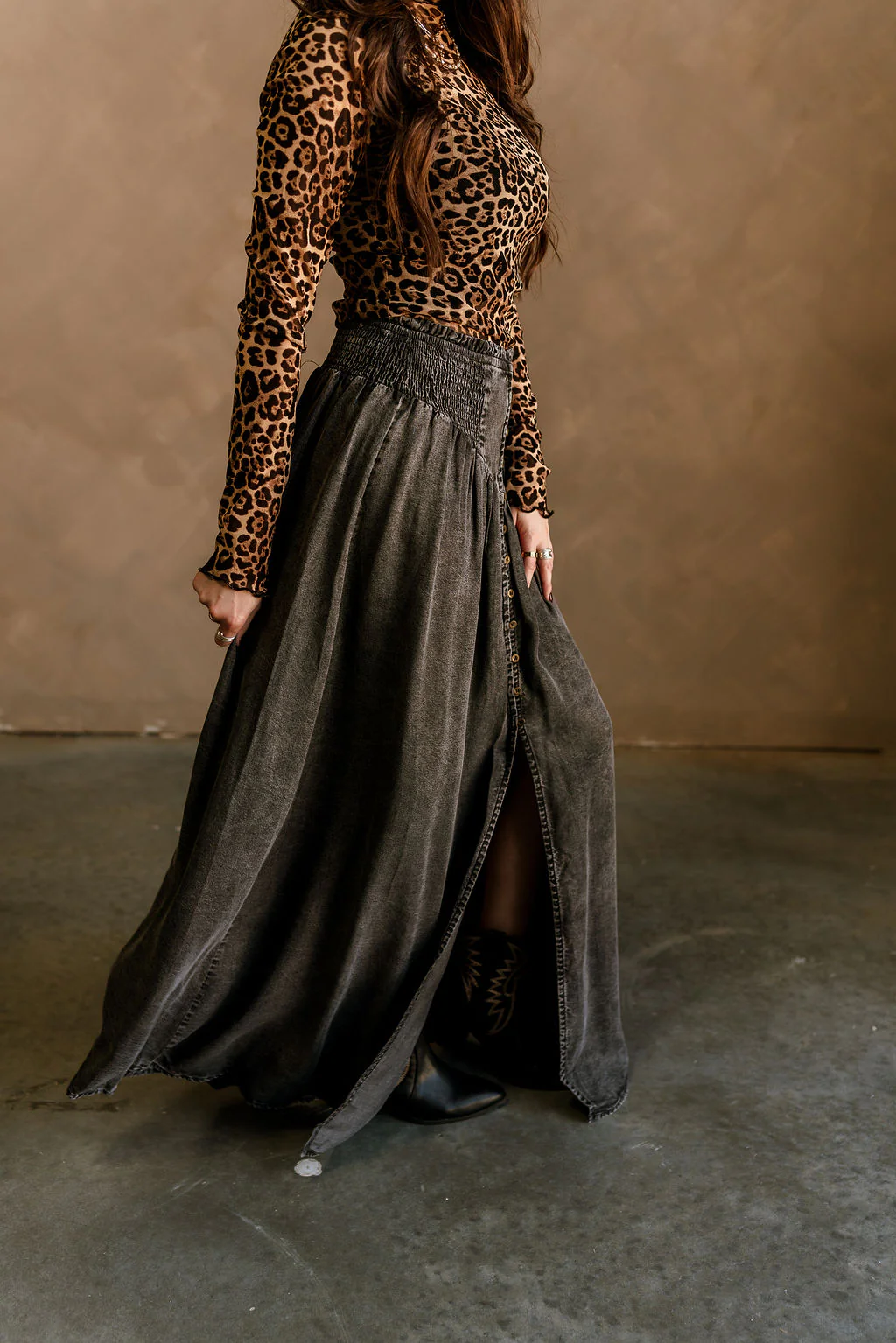 Selena Washed Black Maxi Skirt - Image 6