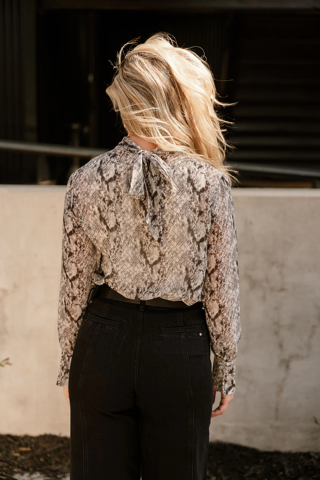 Selene Grey Multi Snake Long Sleeve Top - Image 3