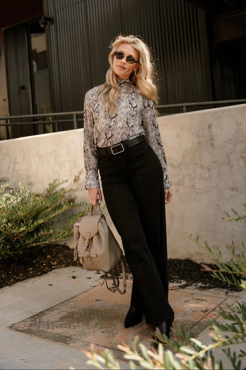 Selene Grey Multi Snake Long Sleeve Top - Image 4