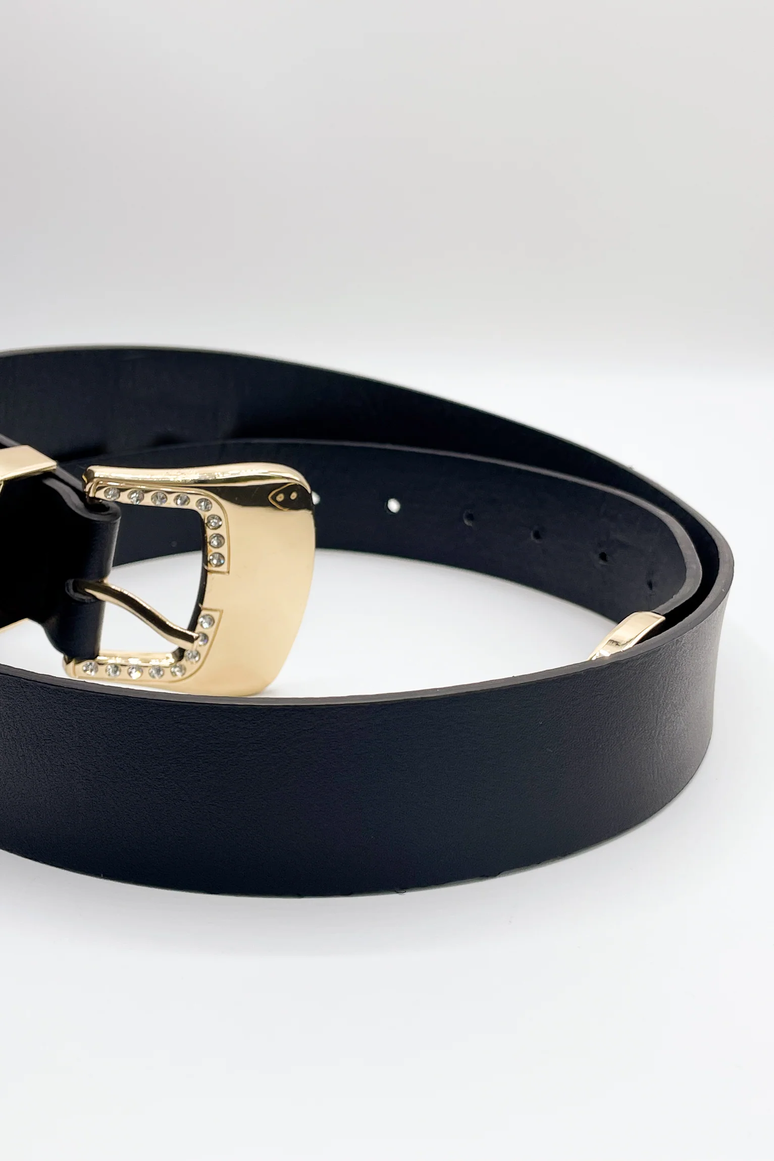 Serena Black & Gold Rhinestone Adjustable Belt - Image 3