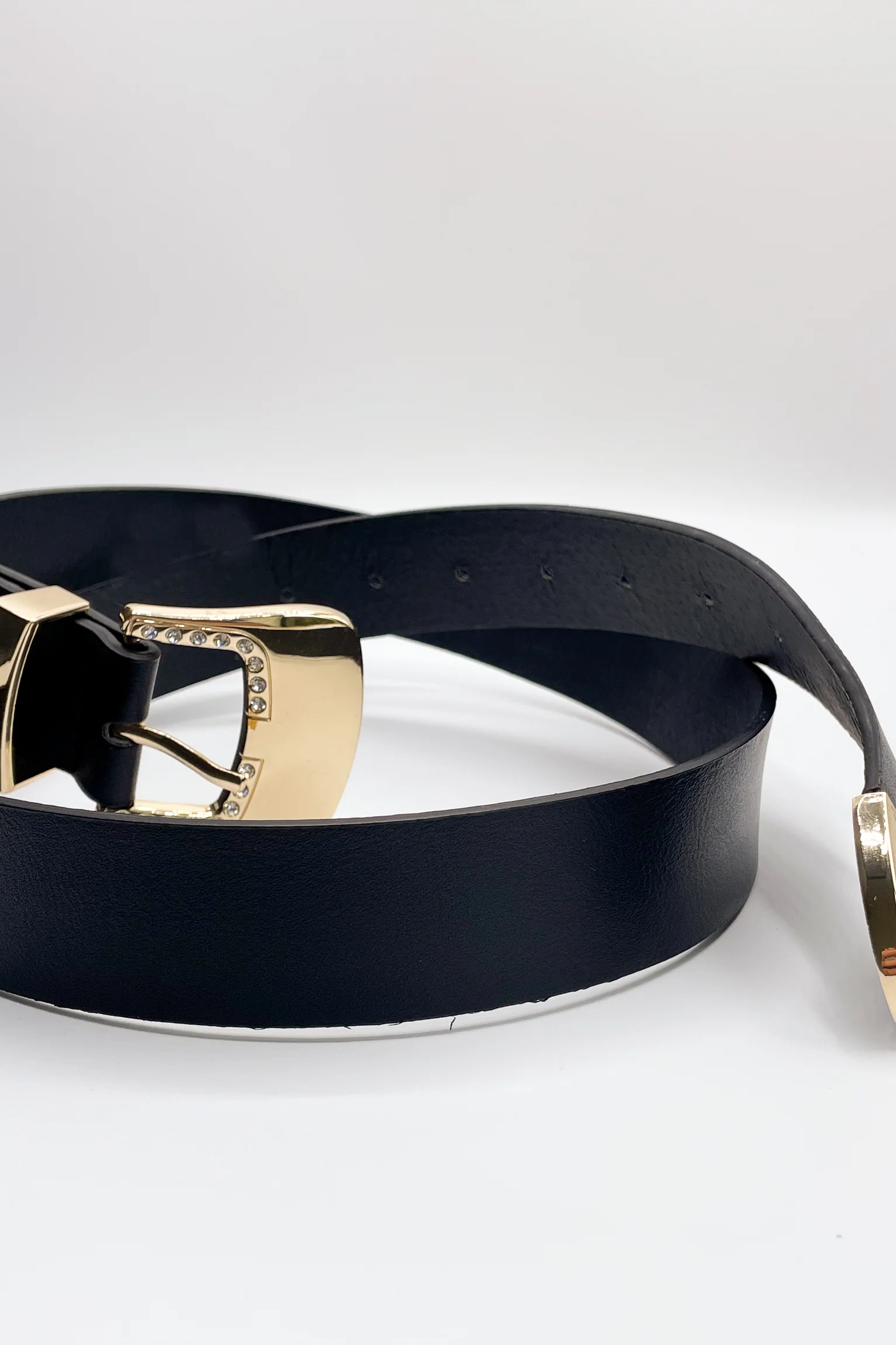 Serena Black & Gold Rhinestone Adjustable Belt - Image 4