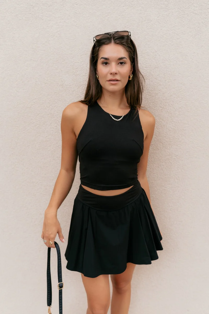 Serena Black Pleated Athletic Skort - Image 2