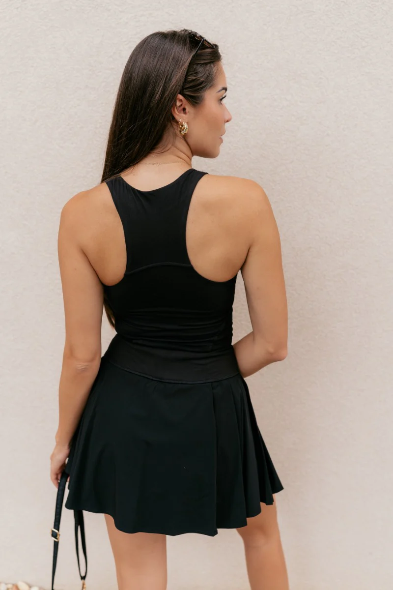 Serena Black Pleated Athletic Skort - Image 6