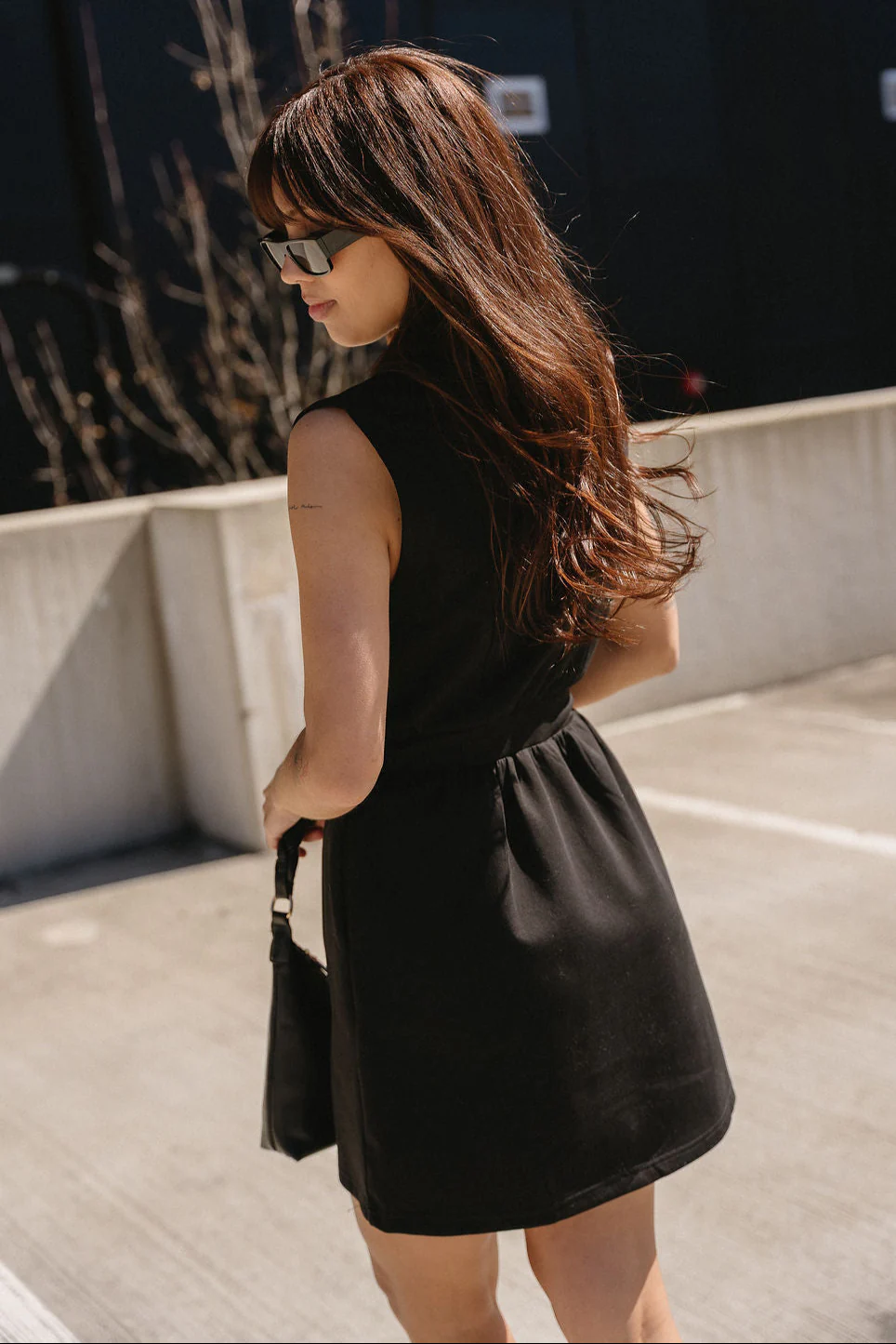 Serena Black Zip-Front Sleeveless Mini Dress - Image 2