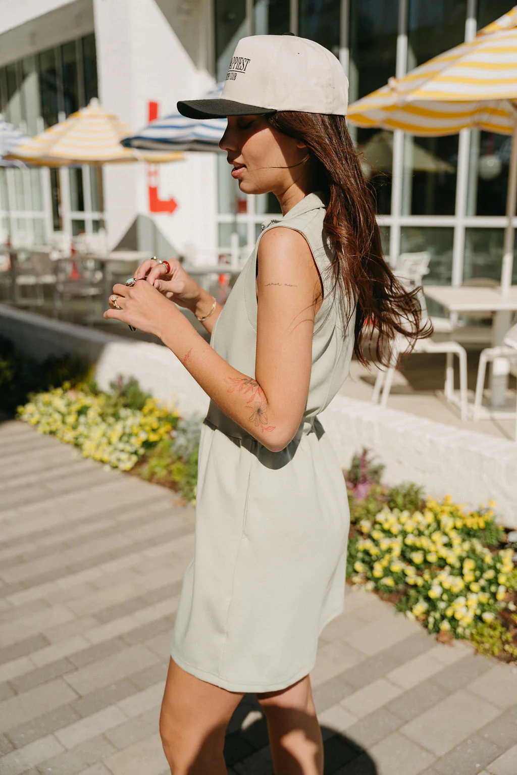 Serena Sage Zip-Front Sleeveless Mini Dress - Image 4