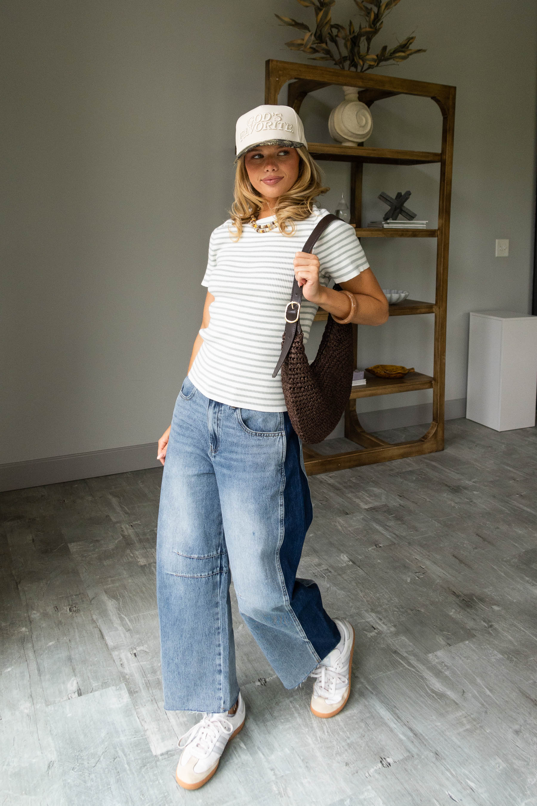 Shana White & Sage Stripe Ribbed Top - Image 7