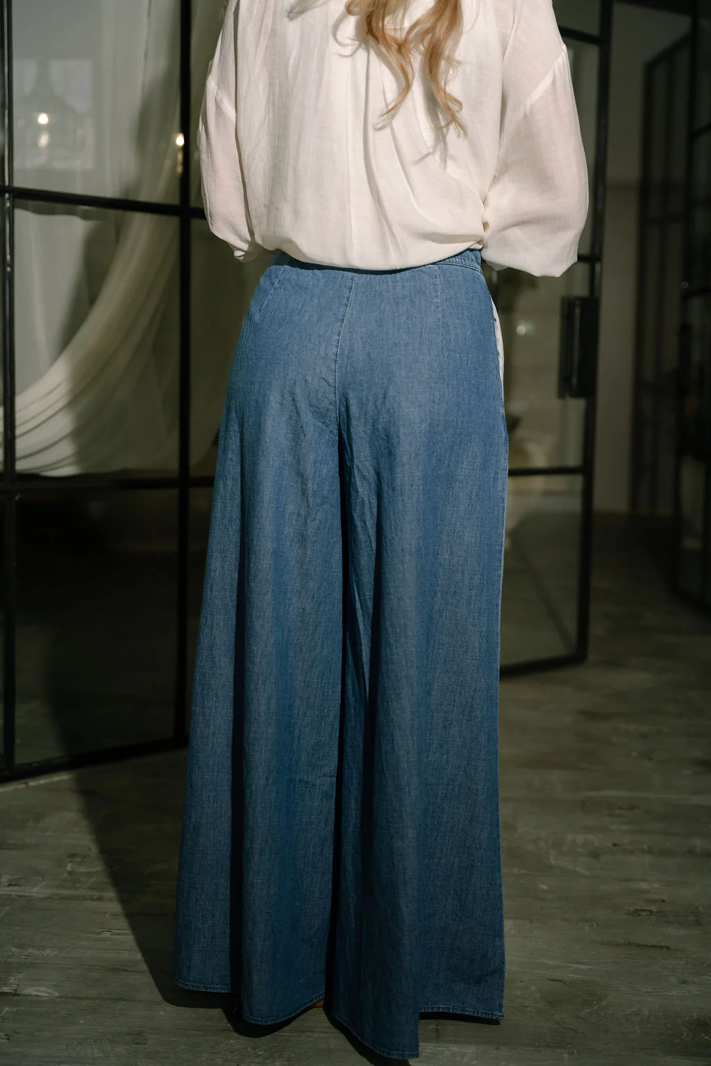Shania Blue Wide Leg Pleated Pants - Image 6